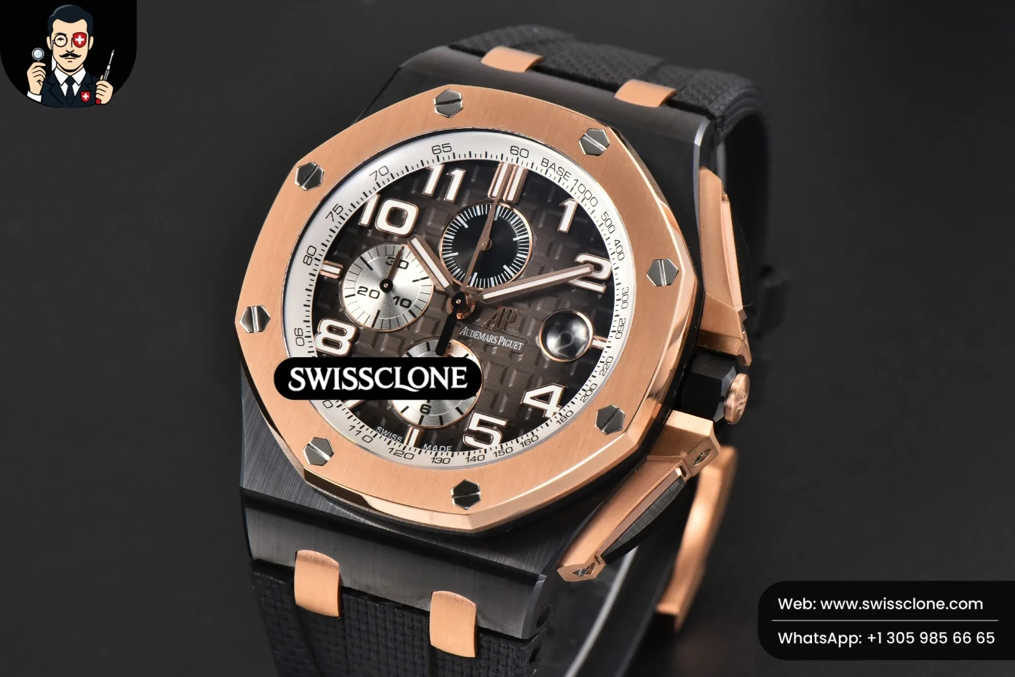Audemars Piguet Royal Oak Offshore 26405 44mm RSF Gray Dial Silver Subdial Black Rubber 1:1 Super Clone - Bezel & Case Profile