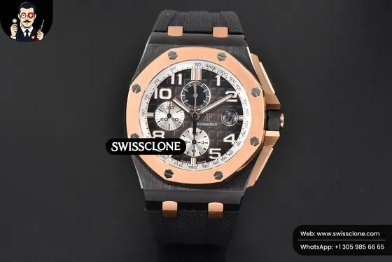 Audemars Piguet Royal Oak Offshore 26405 44mm RSF Gray Dial Silver Subdial Black Rubber 1:1 Super Clone - Dial Macro Close-Up