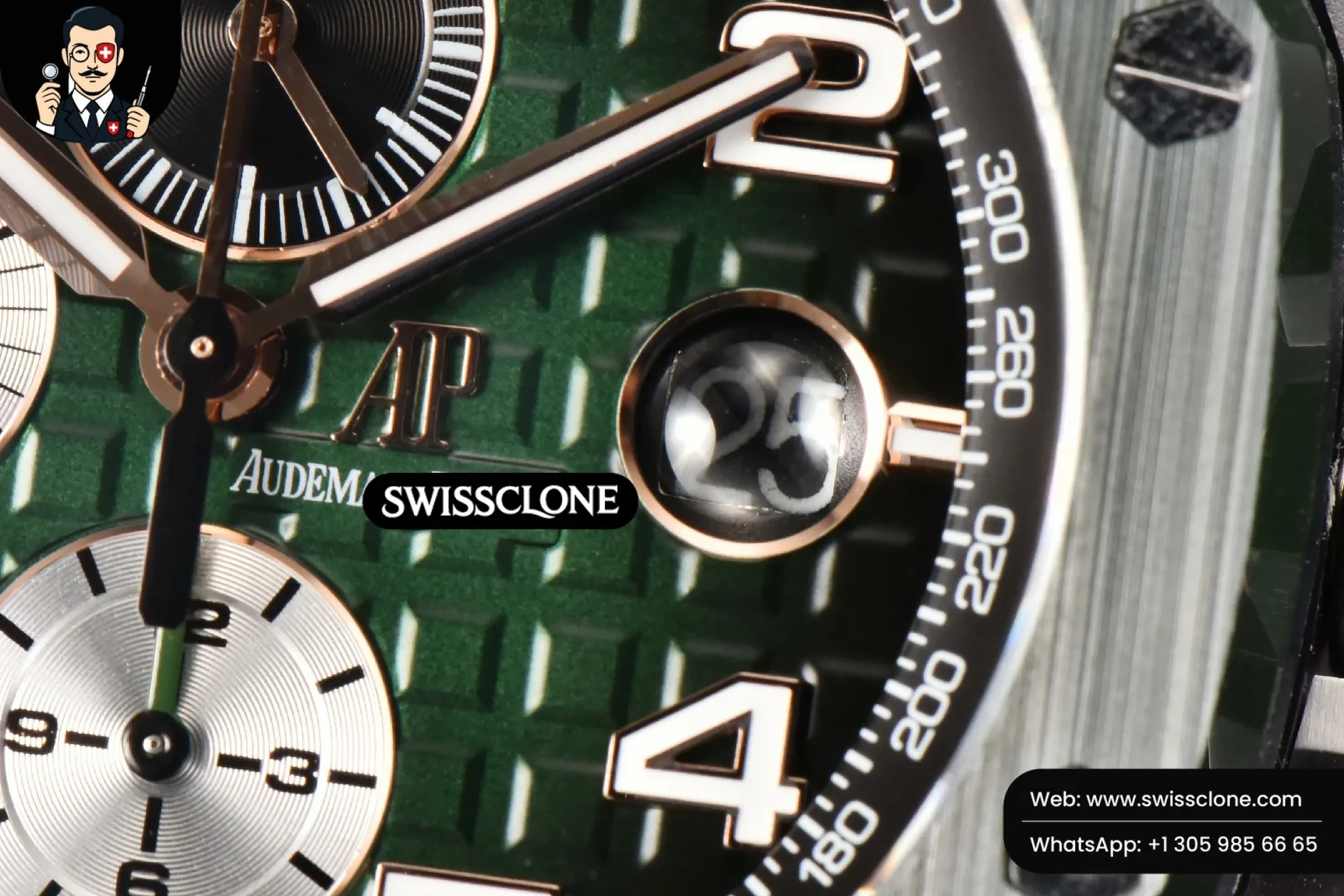Audemars Piguet Royal Oak Offshore 26405 44mm RSF Green Dial Silver Subdial Green Rubber 1:1 Super Clone - Lateral Case Thickness Profile