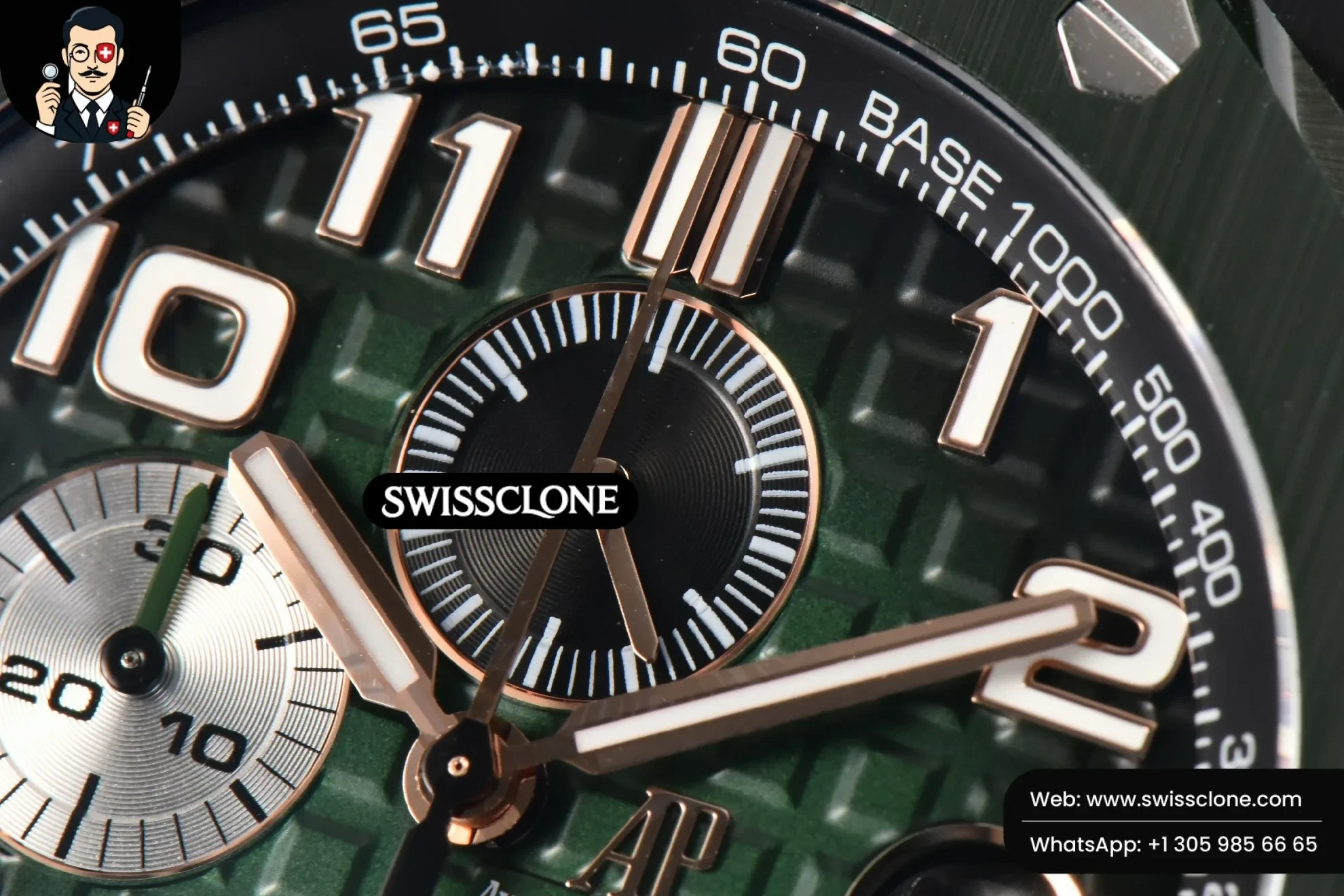 Audemars Piguet Royal Oak Offshore 26405 44mm RSF Green Dial Silver Subdial Green Rubber 1:1 Super Clone - Clasp & Bracelet Finishing