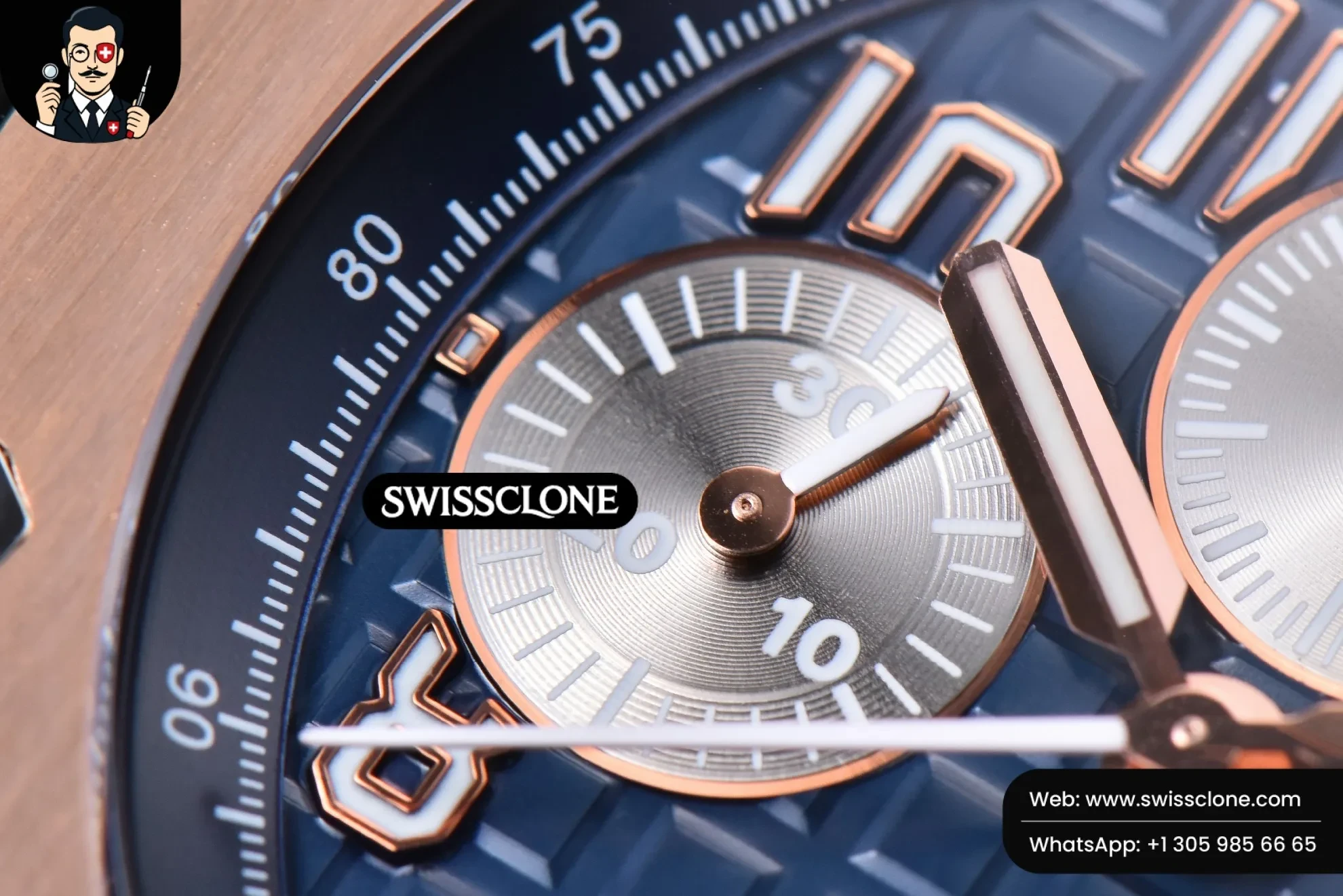 Audemars Piguet Royal Oak Offshore 26471SR JF 44mm Blue Dial Black Leather 1:1 Super Clone - Lateral Case Thickness Profile