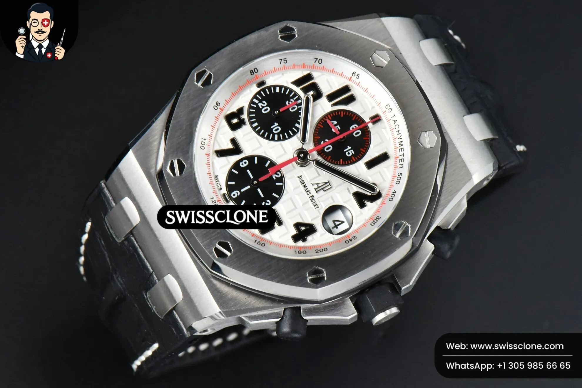 Audemars Piguet Royal Oak Offshore 42mm JF Ultimate ‘Panda’ Black Leather 1:1 Super Clone Det - Bezel & Case Profile