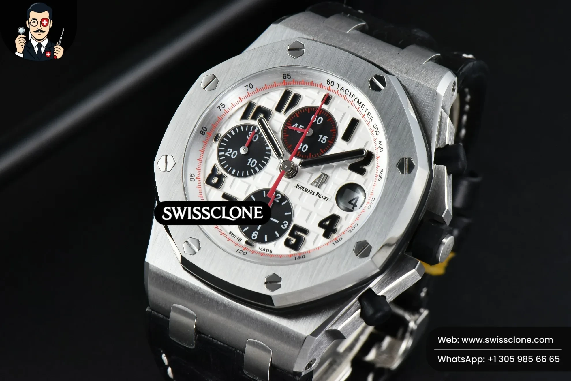 Audemars Piguet Royal Oak Offshore 42mm JF Ultimate ‘Panda’ Black Leather 1:1 Super Clone Det - Clasp & Bracelet Finishing