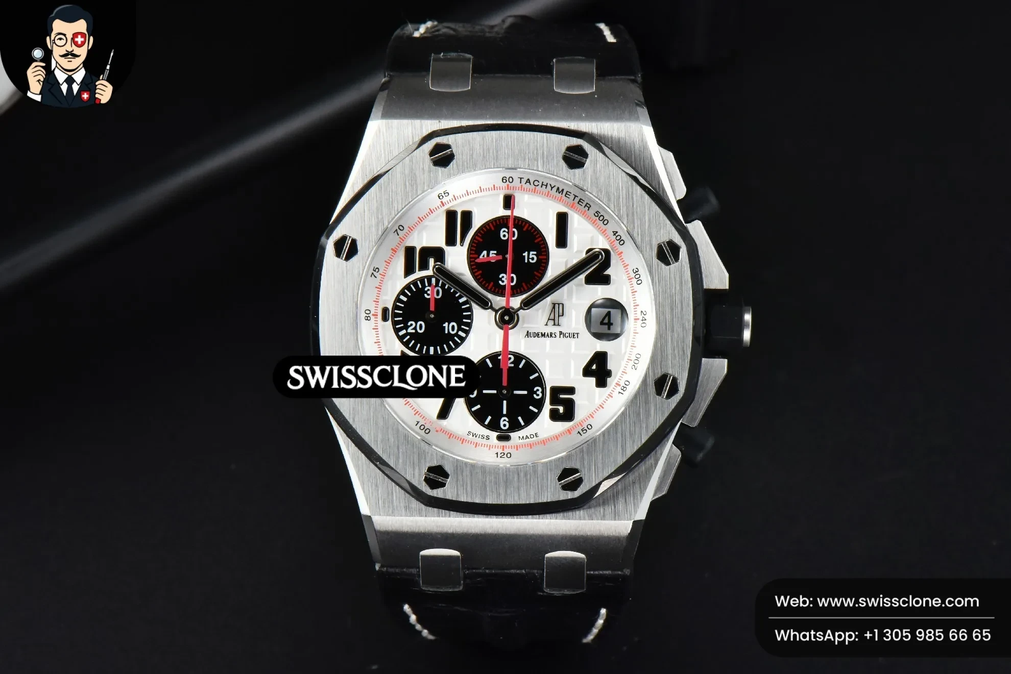Audemars Piguet Royal Oak Offshore 42mm JF Ultimate ‘Panda’ Black Leather 1:1 Super Clone Det - Dial Macro Close-Up