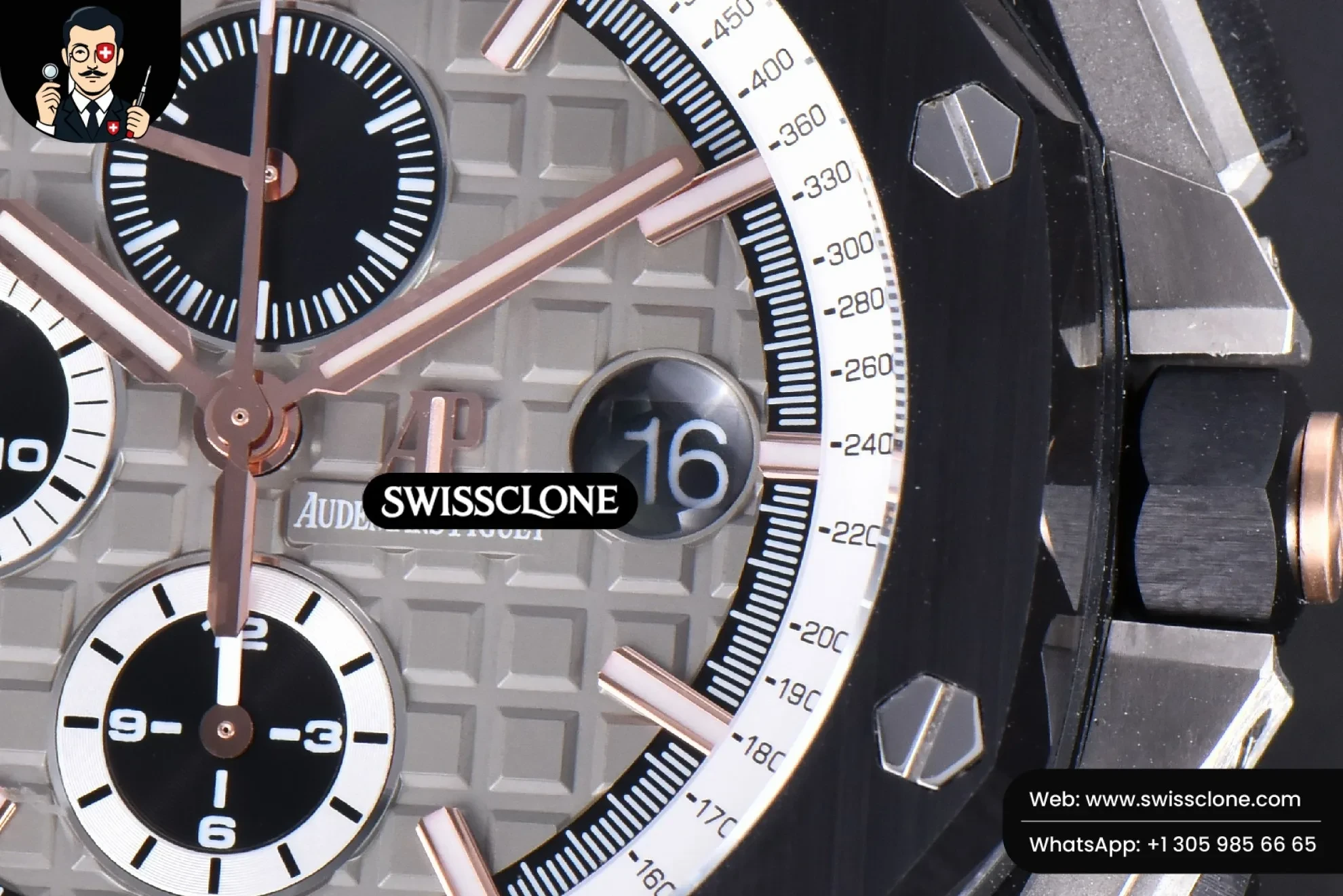 Audemars Piguet Royal Oak Offshore 44mm Black Ceramic Germany JF Gray Dial Rubber 1:1 Super Clone - On-Wrist Presence View