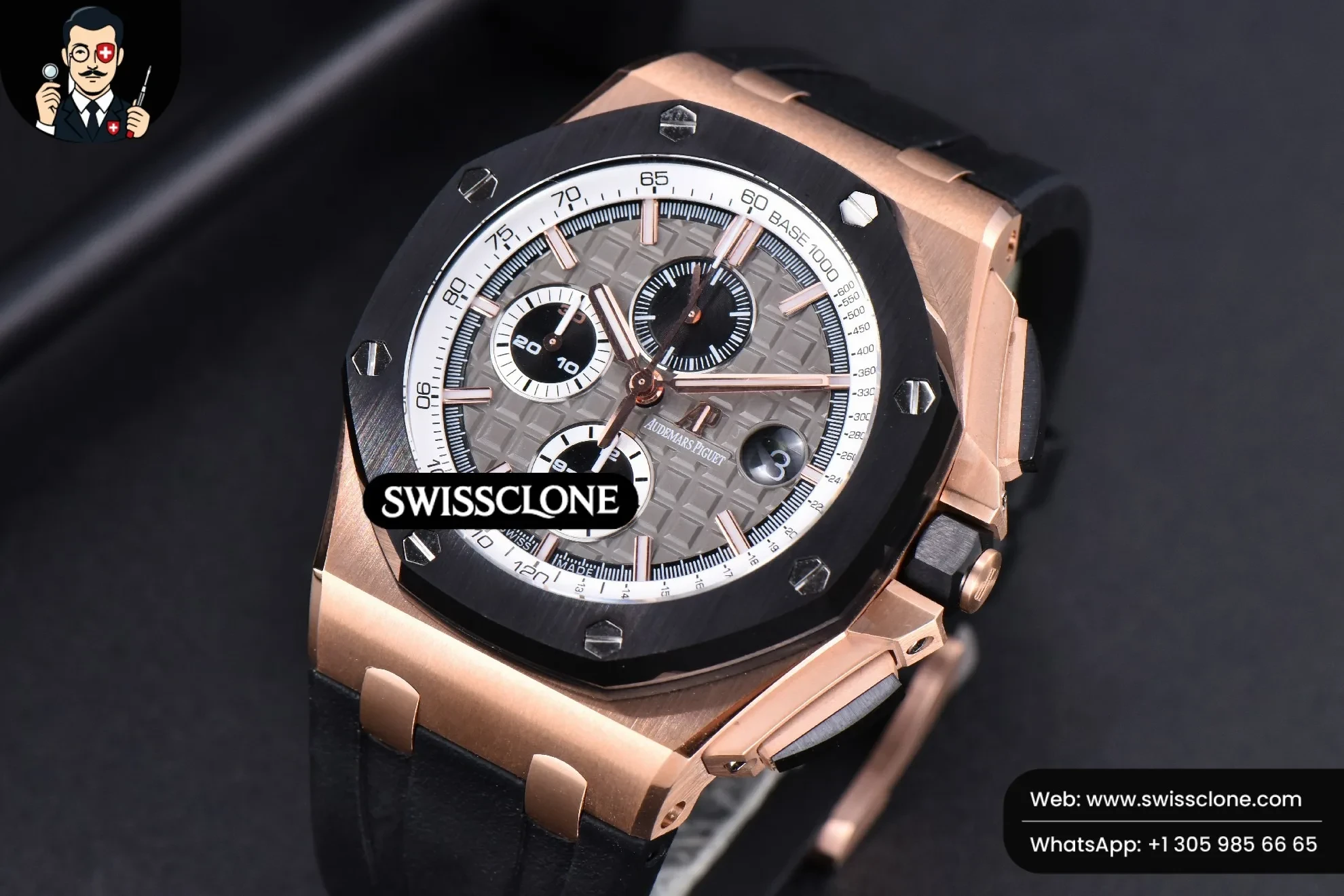 Audemars Piguet Royal Oak Offshore 44mm Cermet Bezel Michael Schumacher JF Gray/White Dial 1:1 Super Clone - Bezel & Case Profile