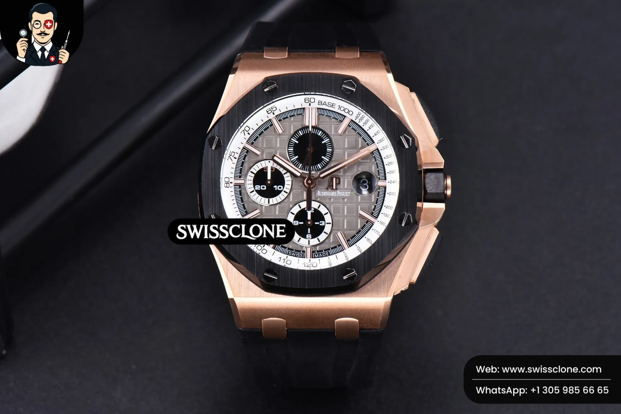 Audemars Piguet Royal Oak Offshore 44mm Cermet Bezel Michael Schumacher JF Gray/White Dial 1:1 Super Clone - Dial Macro Close-Up
