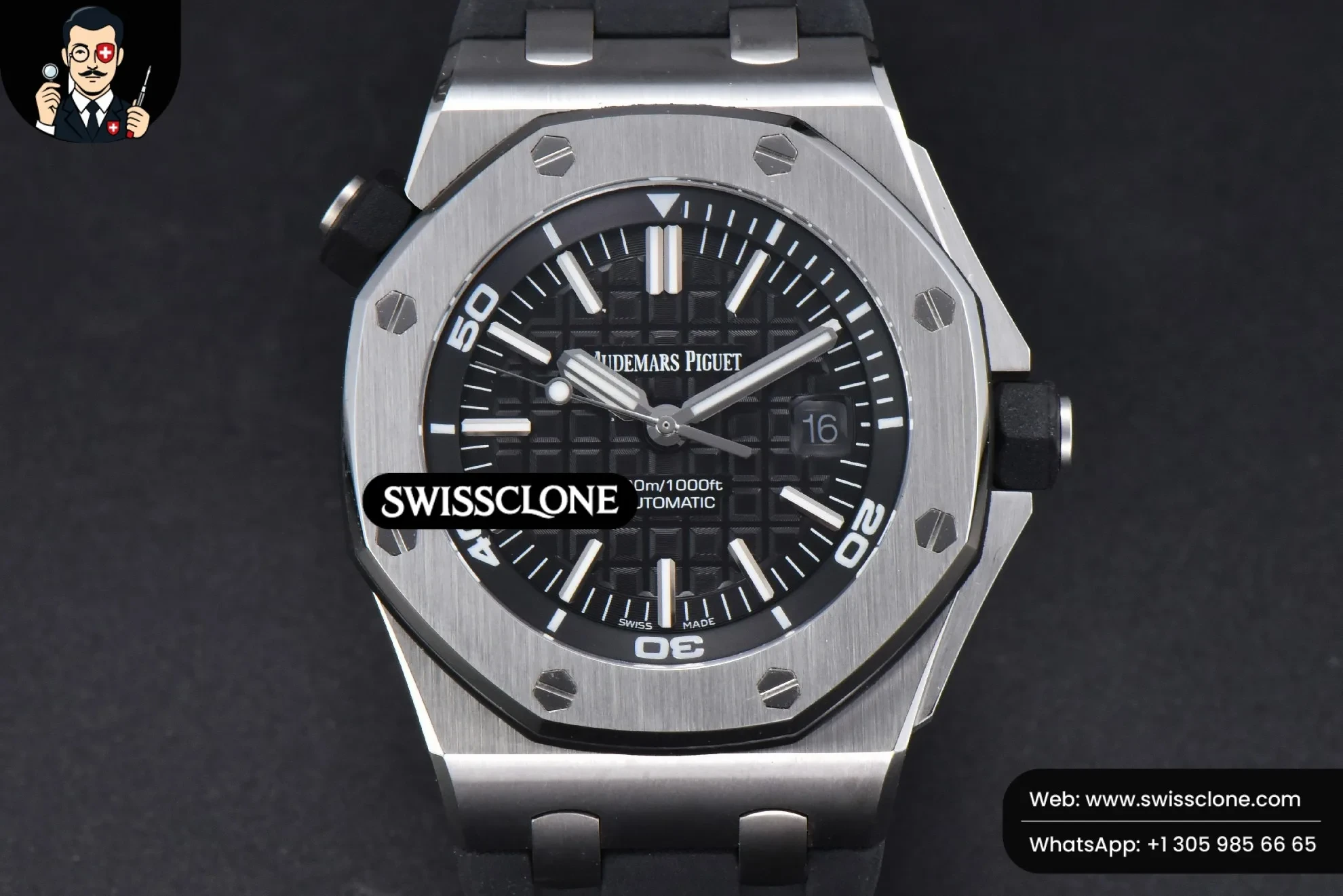 Audemars Piguet Royal Oak Offshore Diver 15703 42mm GF Black Dial Black Rubber