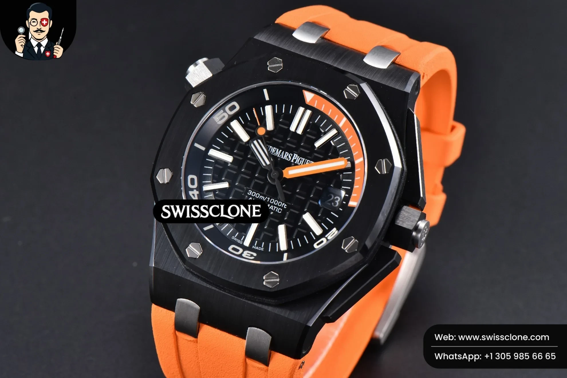 Audemars Piguet Royal Oak Offshore Diver 42mm IPF Black/Orange Dial Orange Rubber MY9015 1:1 Super Clone - Bezel & Case Profile