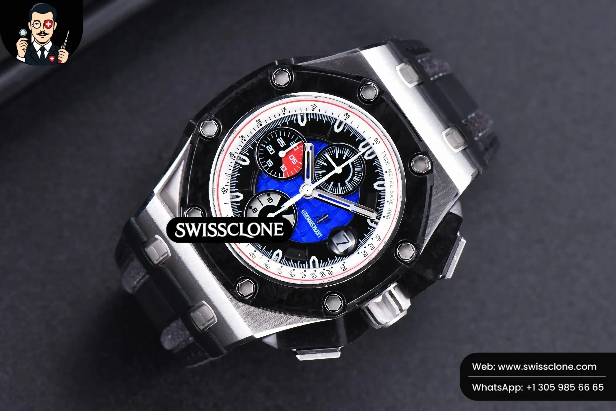 Audemars Piguet Royal Oak Offshore Grand Prix 44mm JF Real Forge Carbon Parts Blue Dial Leather 1:1 Super Clone - Lateral Case Thickness Profile