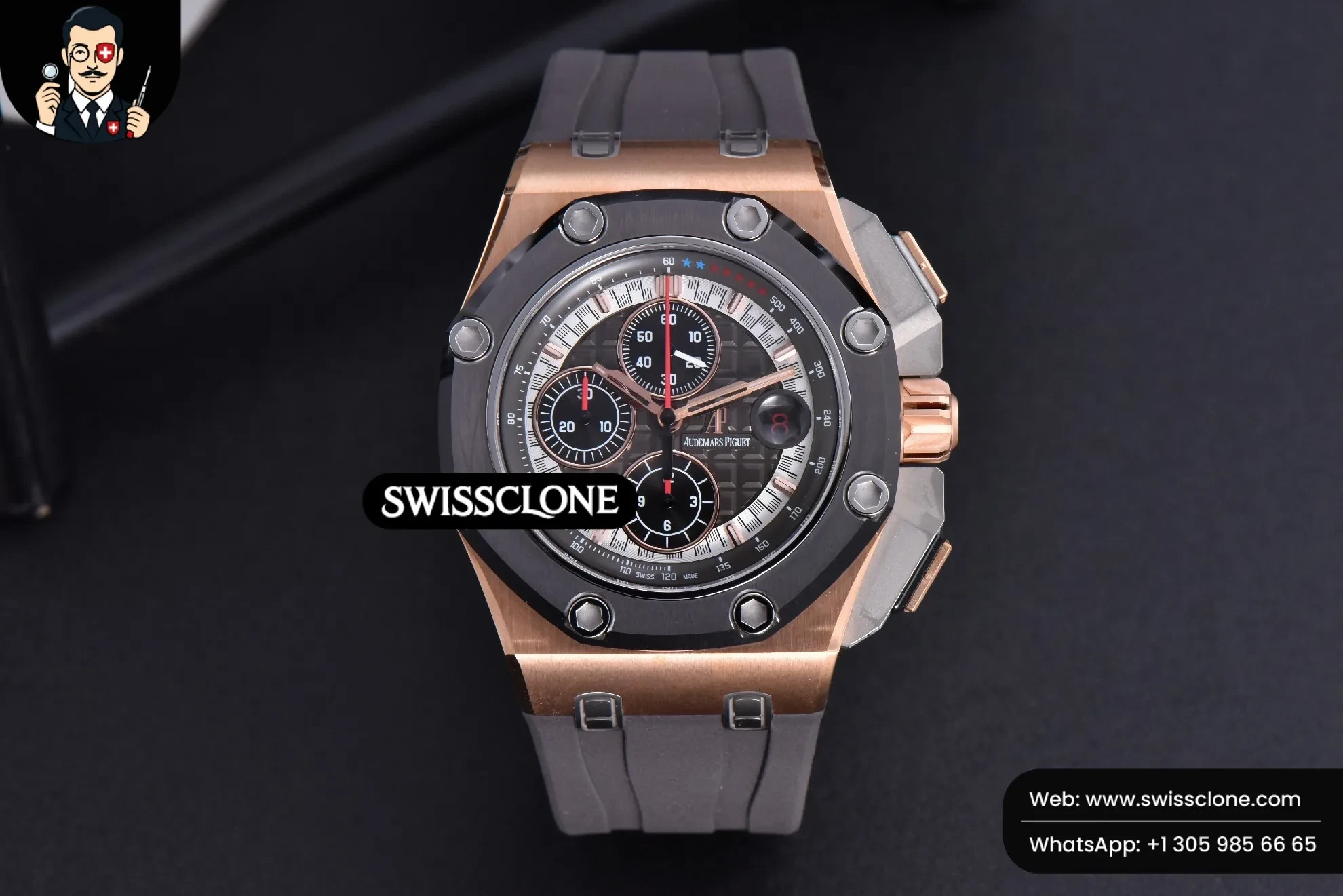 Audemars Piguet Royal Oak Offshore JF 44mm Ceramic Gray Michael Schumacher 1:1 Super Clone - Dial Macro Close-Up