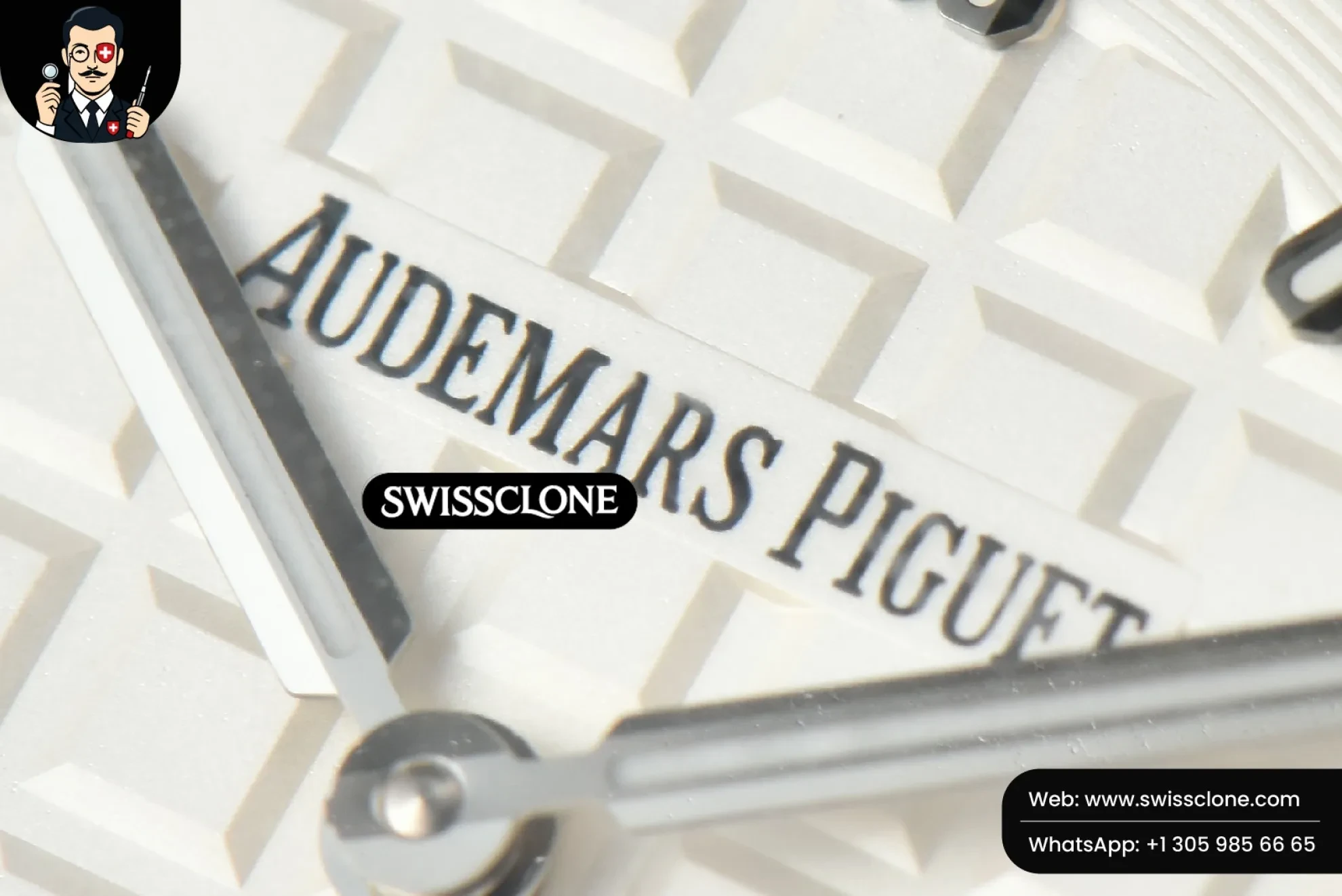 Audemars Piguet Royal Oak Offshore Ladies 33mm Moissanite RXWF White Dial Real Diamonds Bezel White Rubber Quartz 1:1 Super Clone - Clasp & Bracelet Finishing