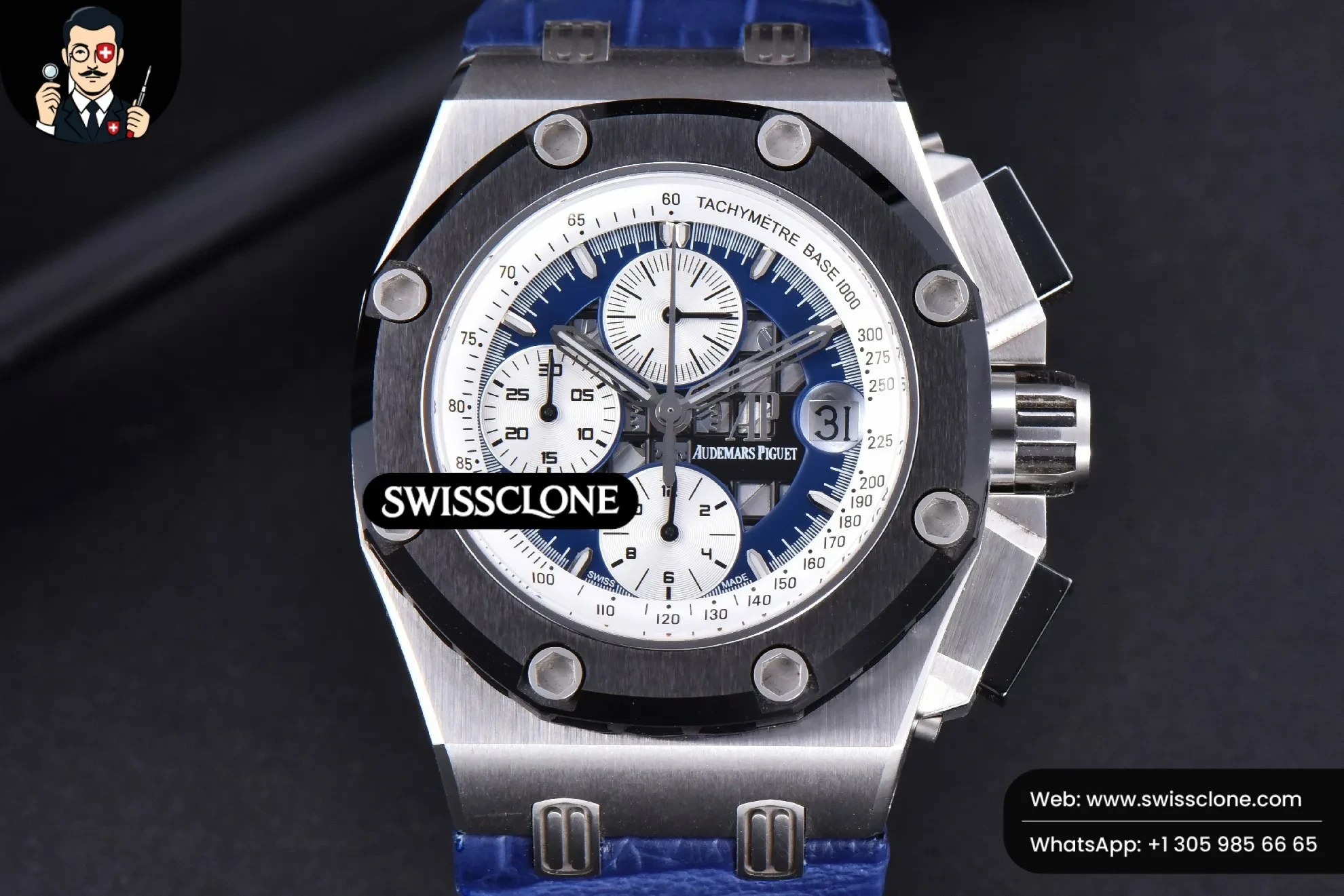 Audemars Piguet Royal Oak Offshore Ruben Barrichello II 44mm JF Blue/White Skeleton Dial Blue Leather
