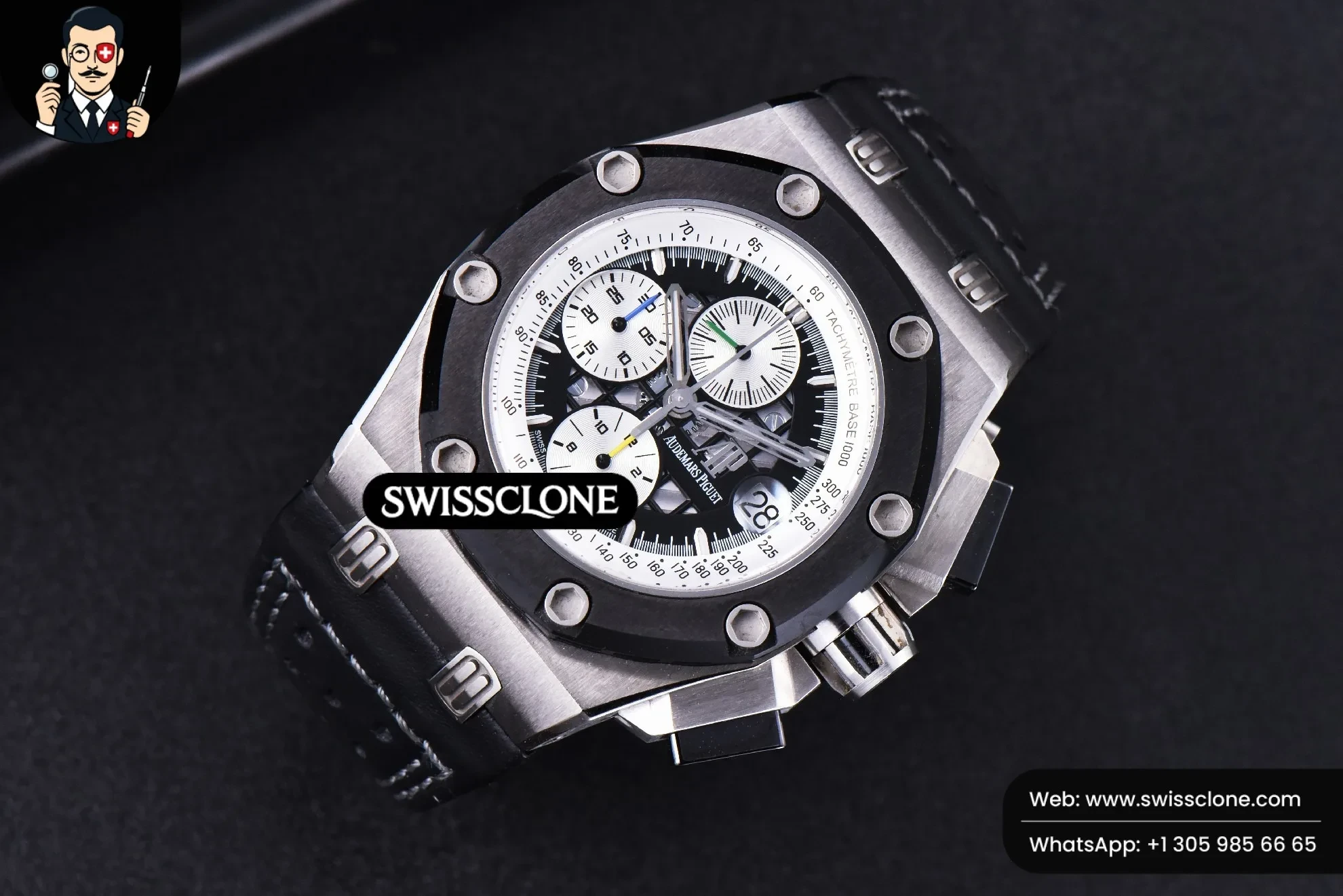 Audemars Piguet Royal Oak Offshore Ruben Barrichello II 44mm JF Skeleton Dial Black Leather 1:1 Super Clone - Bezel & Case Profile