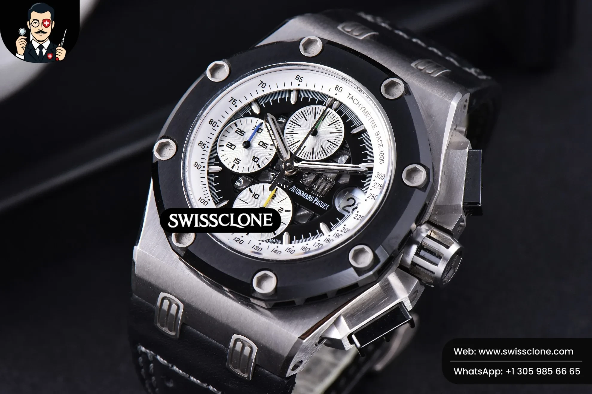 Audemars Piguet Royal Oak Offshore Ruben Barrichello II 44mm JF Skeleton Dial Black Leather 1:1 Super Clone - Clasp & Bracelet Finishing