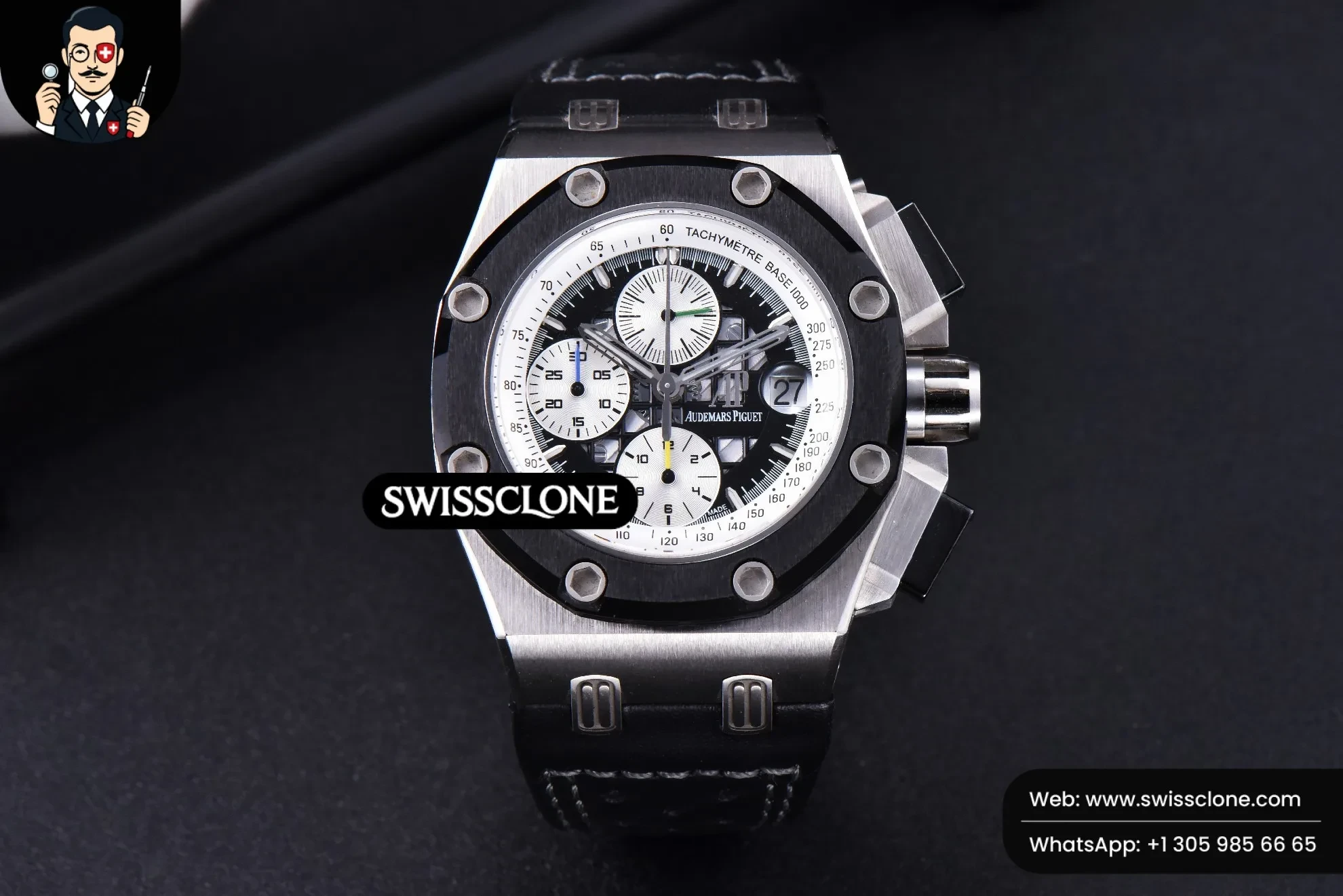 Audemars Piguet Royal Oak Offshore Ruben Barrichello II 44mm JF Skeleton Dial Black Leather 1:1 Super Clone - Dial Macro Close-Up