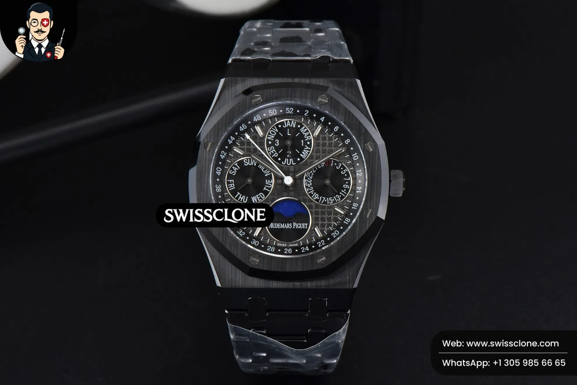 Audemars Piguet Royal Oak Perpetual Calendar 26579CE Black Ceramic 41mm Black Dial Ceramic 1:1 Super Clone - Dial Macro Close-Up