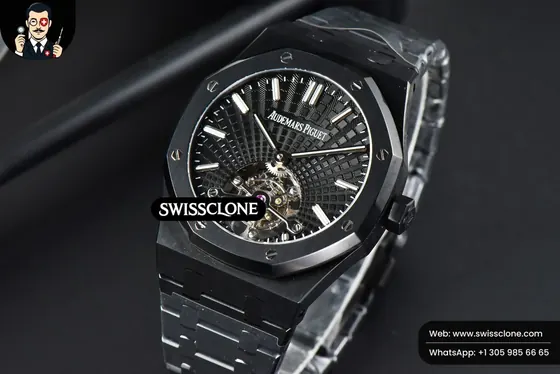 Audemars Piguet Royal Oak PVD Tourbillon 41mm R8F Black Sunburst Tapisserie Dial PVD 1:1 Super Clone - Bezel & Case Profile