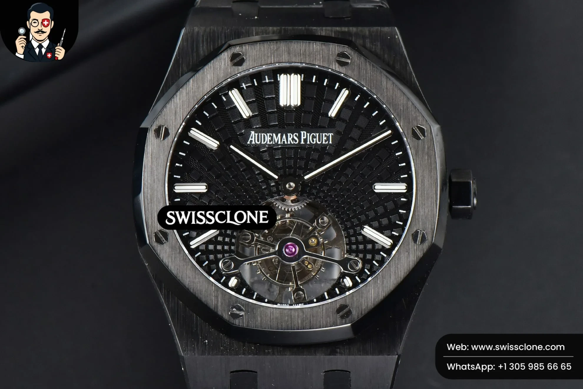 Audemars Piguet Royal Oak PVD Tourbillon 41mm R8F Black Sunburst Tapisserie Dial PVD