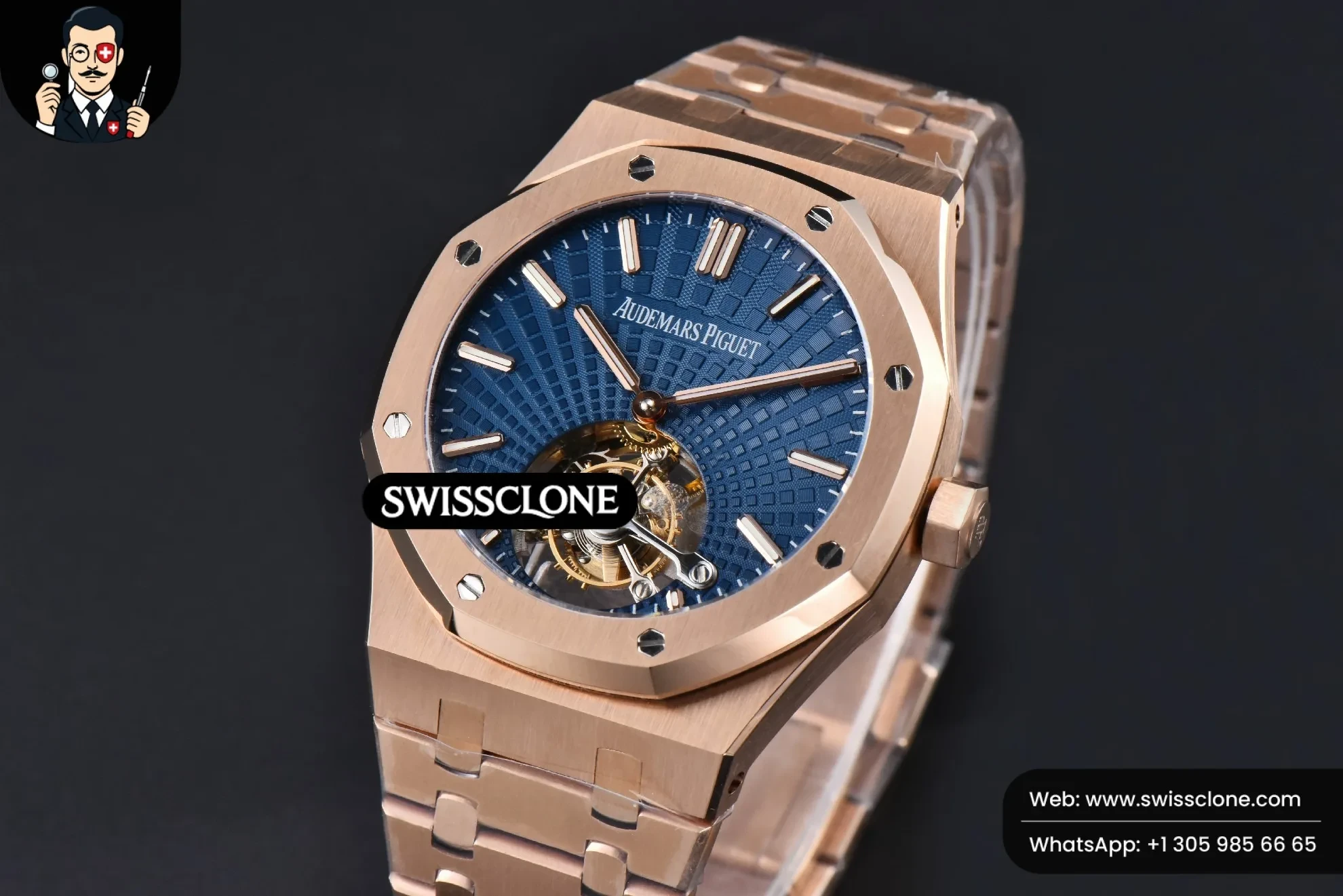 Audemars Piguet Royal Oak Tourbillon 41mm R8F Blue Dial Flying Tourb 1:1 Super Clone - Bezel & Case Profile
