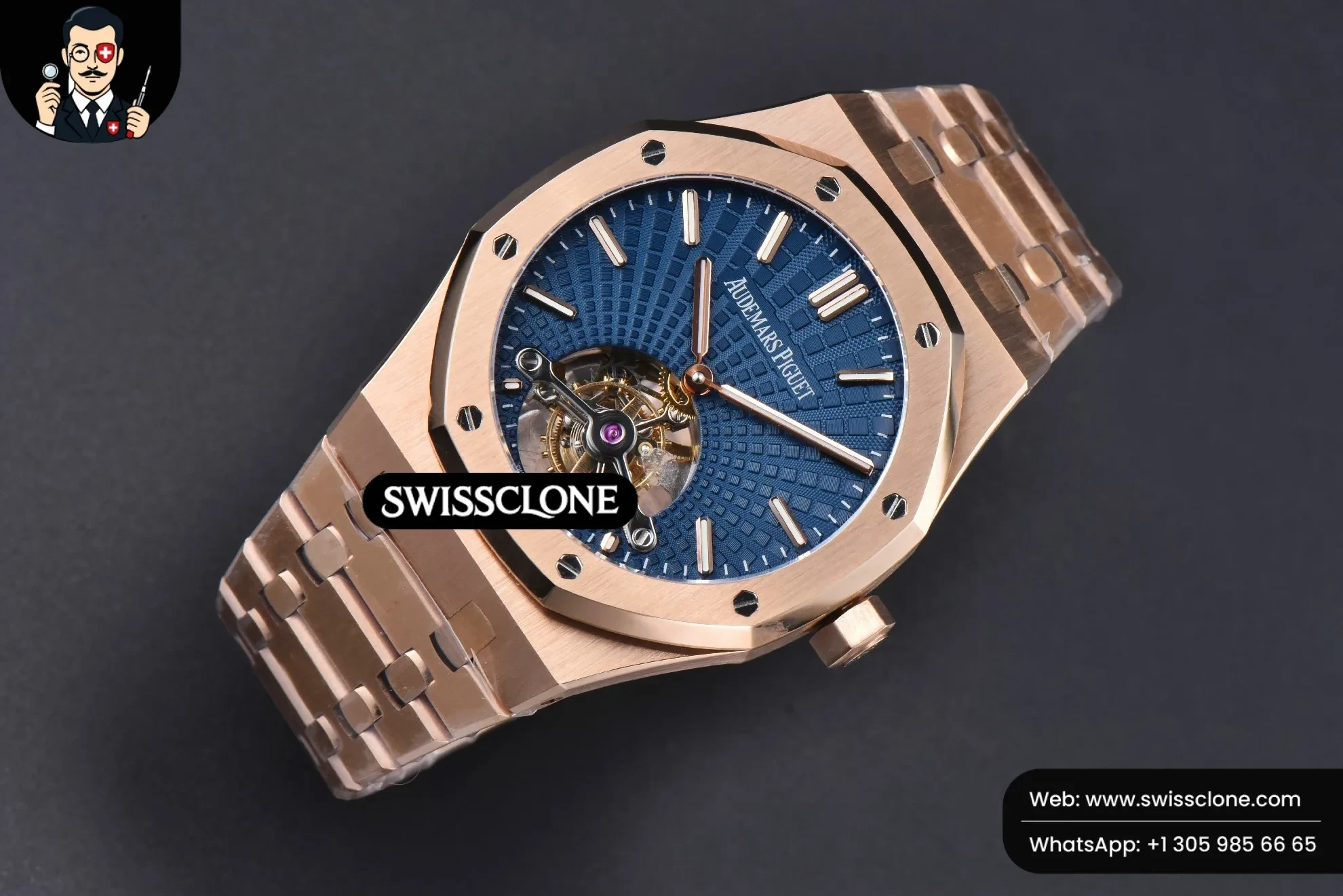Audemars Piguet Royal Oak Tourbillon 41mm R8F Blue Dial Flying Tourb 1:1 Super Clone - Dial Macro Close-Up