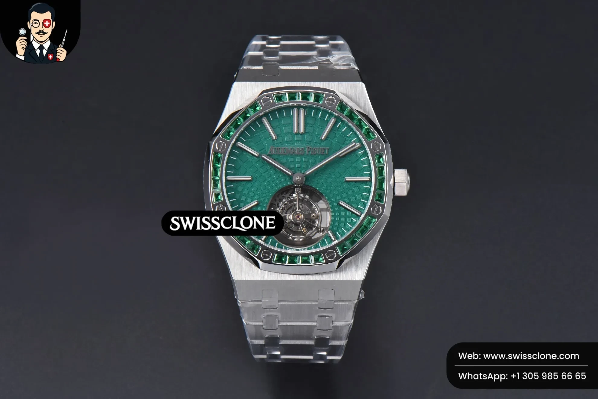 Audemars Piguet Royal Oak Tourbillon 41mm R8F Diamond Bezel Green Dial Flying Tourb