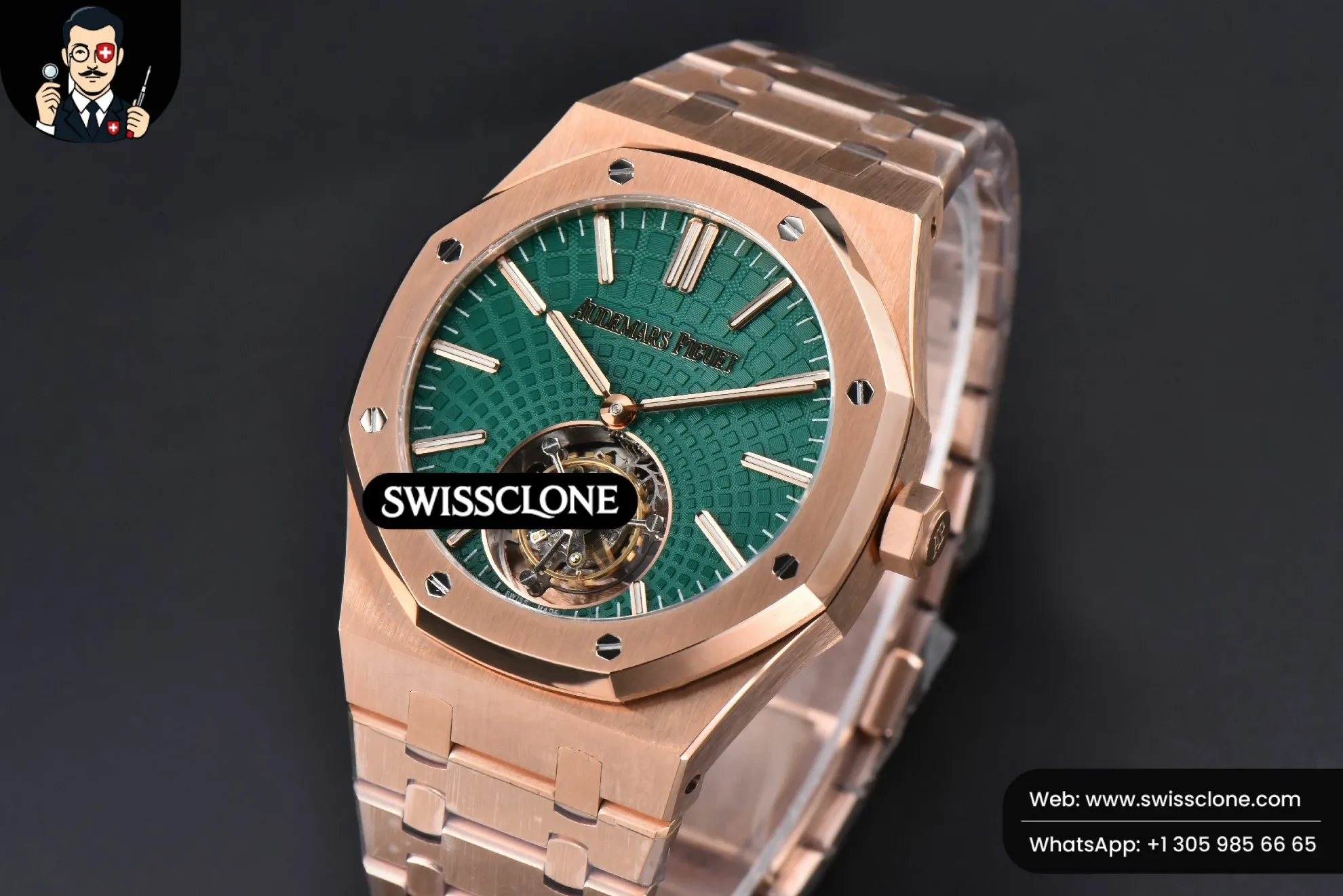 Audemars Piguet Royal Oak Tourbillon 41mm R8F Green Dial Flying Tourb 1:1 Super Clone - Bezel & Case Profile