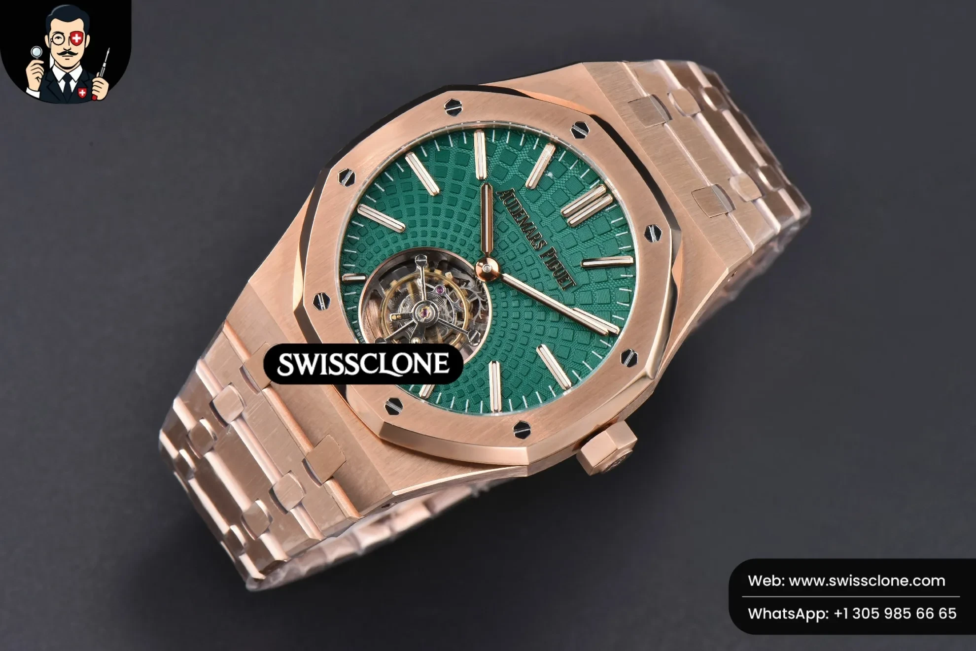 Audemars Piguet Royal Oak Tourbillon 41mm R8F Green Dial Flying Tourb 1:1 Super Clone - Dial Macro Close-Up