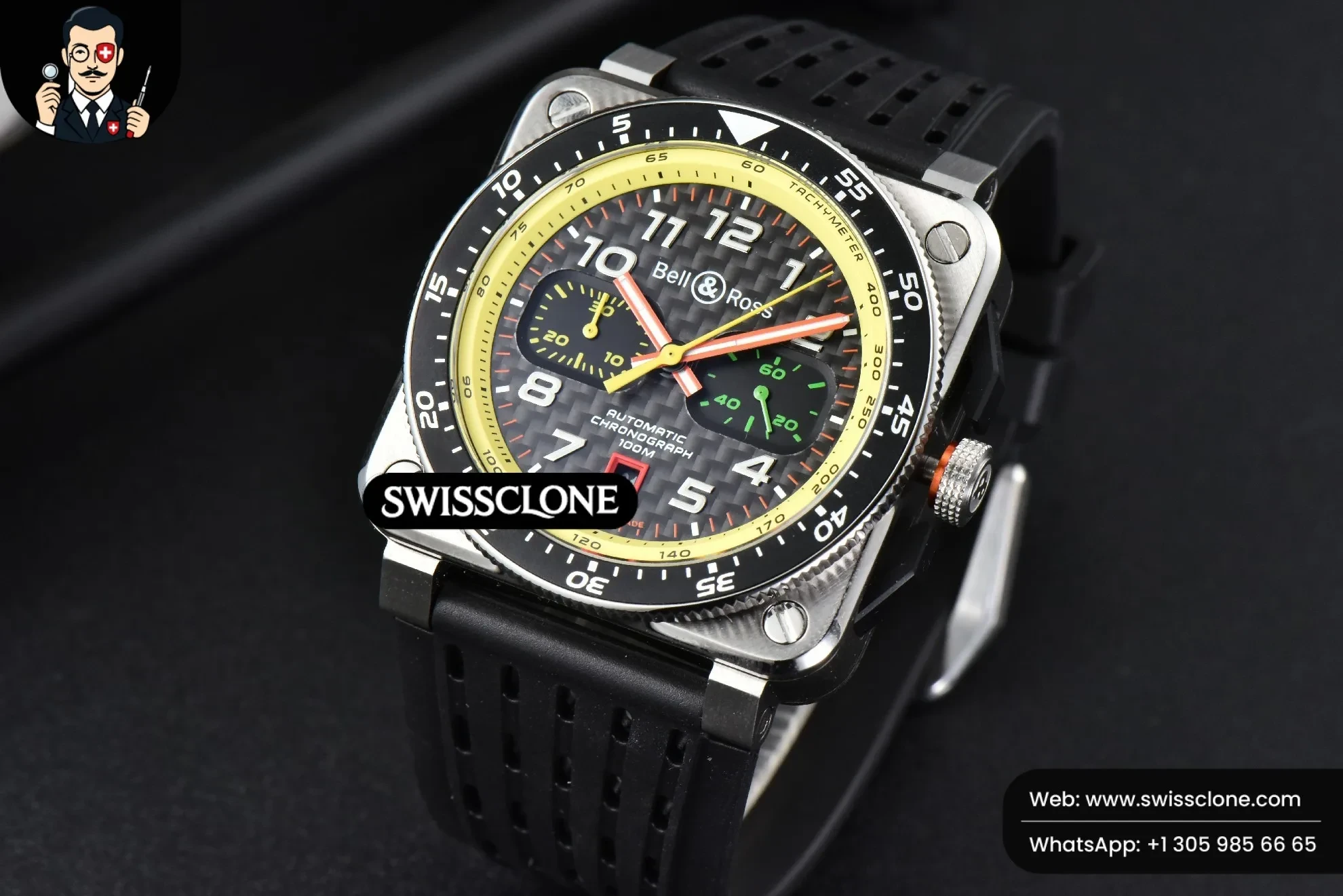 Audemars Piguet Vintage 03 94 Chronograph BRF 42mm Stainless steel Black Rubber 1:1 Super Clone - Bezel & Case Profile