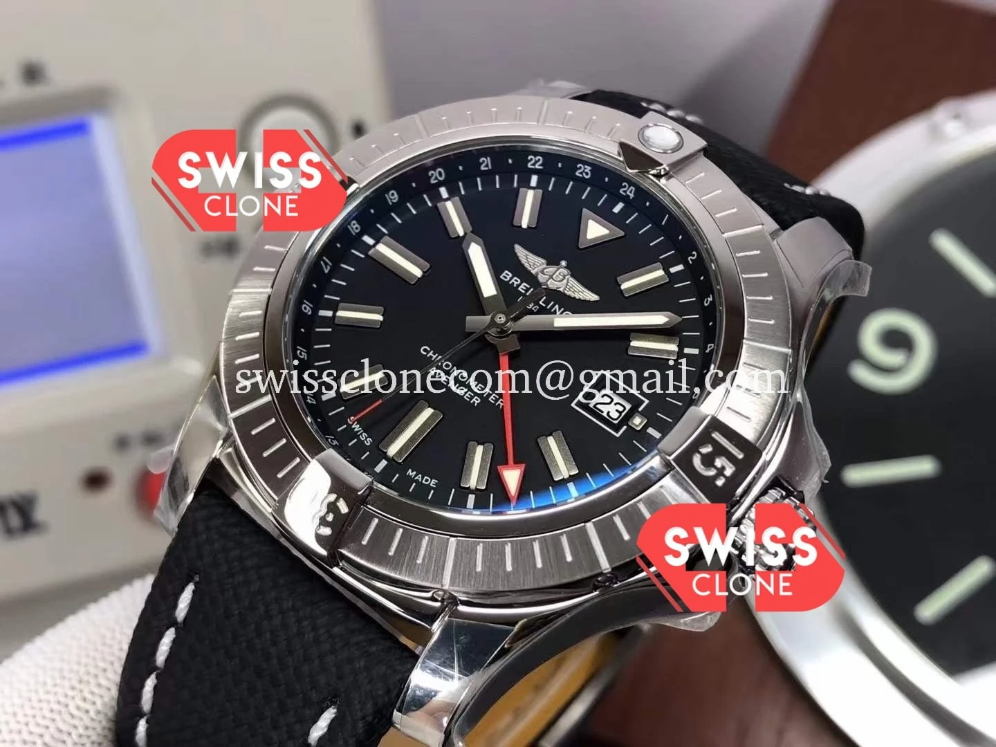 Breitling Avenger 43 Automatic Black Dial Leather 1:1 Super Clone - Caseback & Cloned Calibre Movement