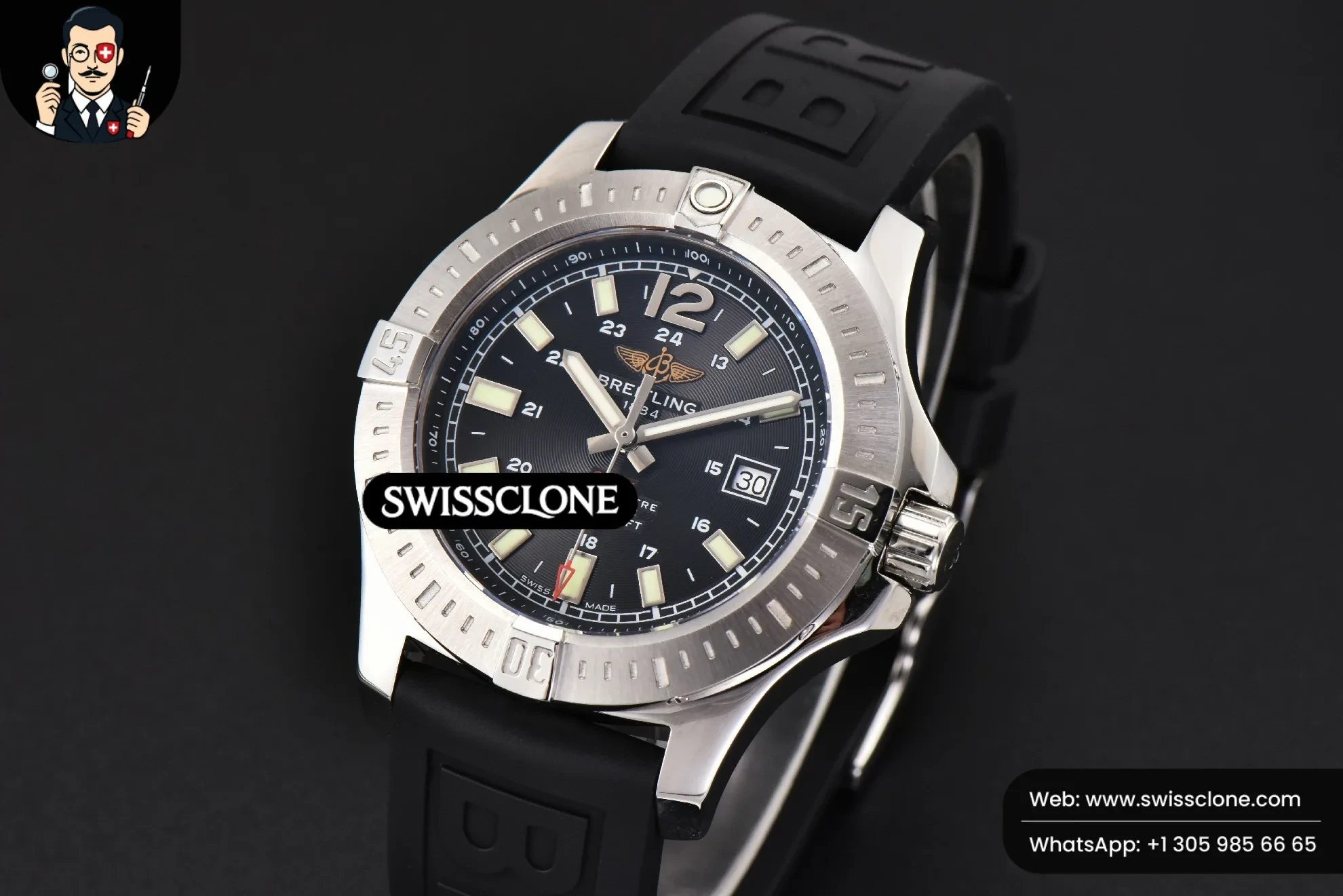 Breitling Avenger Automatic 43mm TF Black Dial Black Nylon 1:1 Super Clone - Bezel & Case Profile