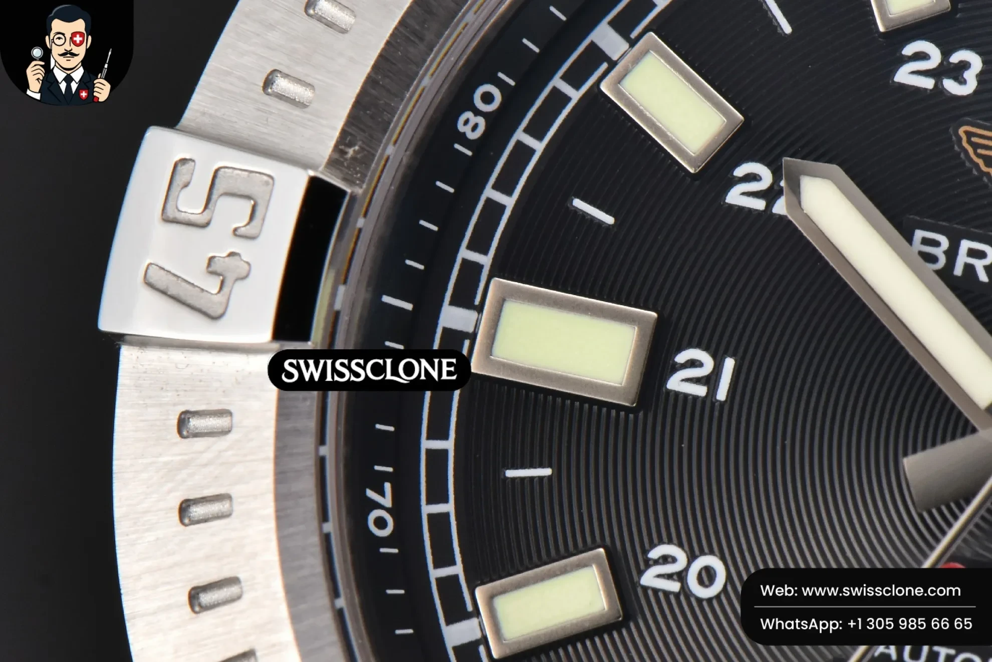 Breitling Avenger Automatic 43mm TF Black Dial Black Nylon 1:1 Super Clone - Caseback & Cloned Calibre Movement
