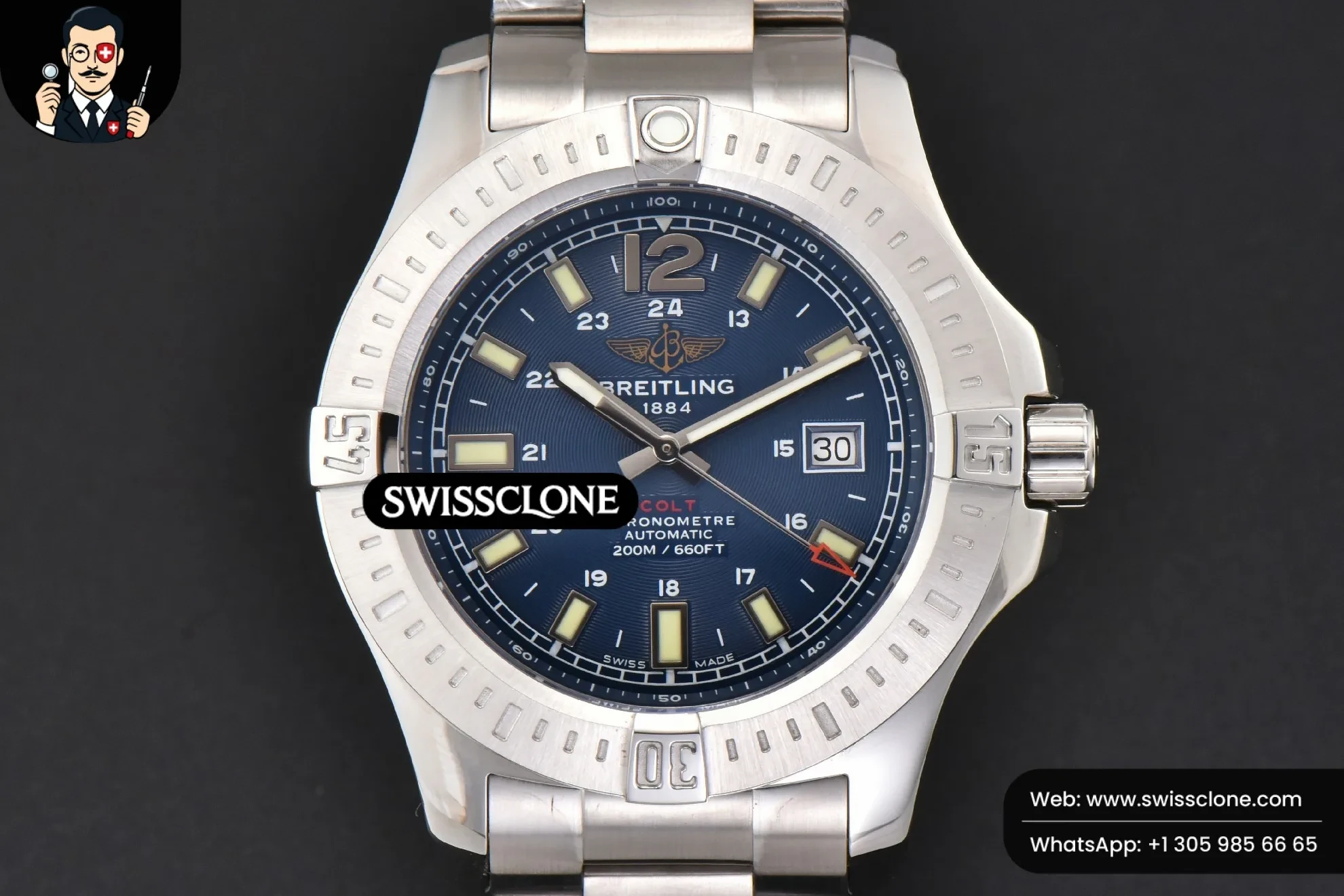 Breitling Avenger Automatic 43mm TF Blue Dial 1:1 Super Clone - Dial Macro Close-Up