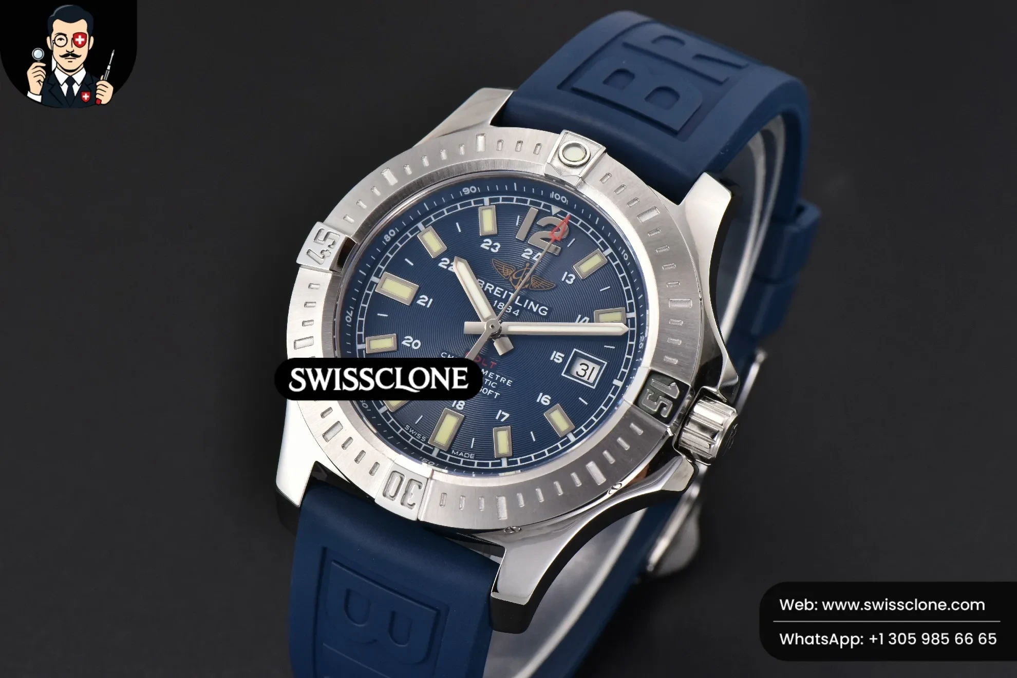 Breitling Avenger Automatic 43mm TF Blue Dial Blue Nylon 1:1 Super Clone - Bezel & Case Profile