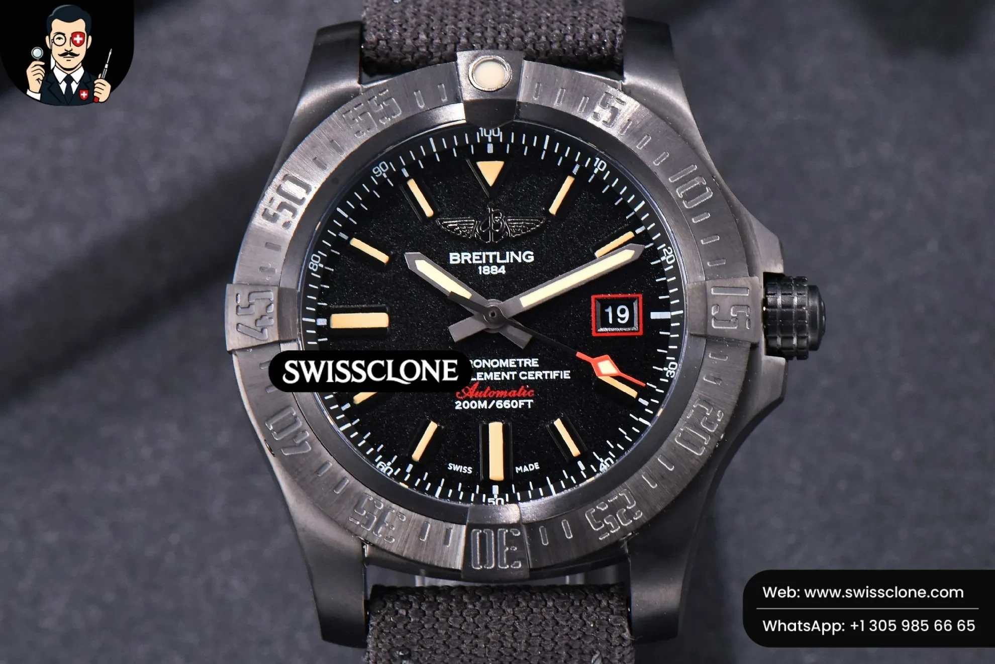 Avenger BlackBird TF 44mm Ti Black Dial Nylon