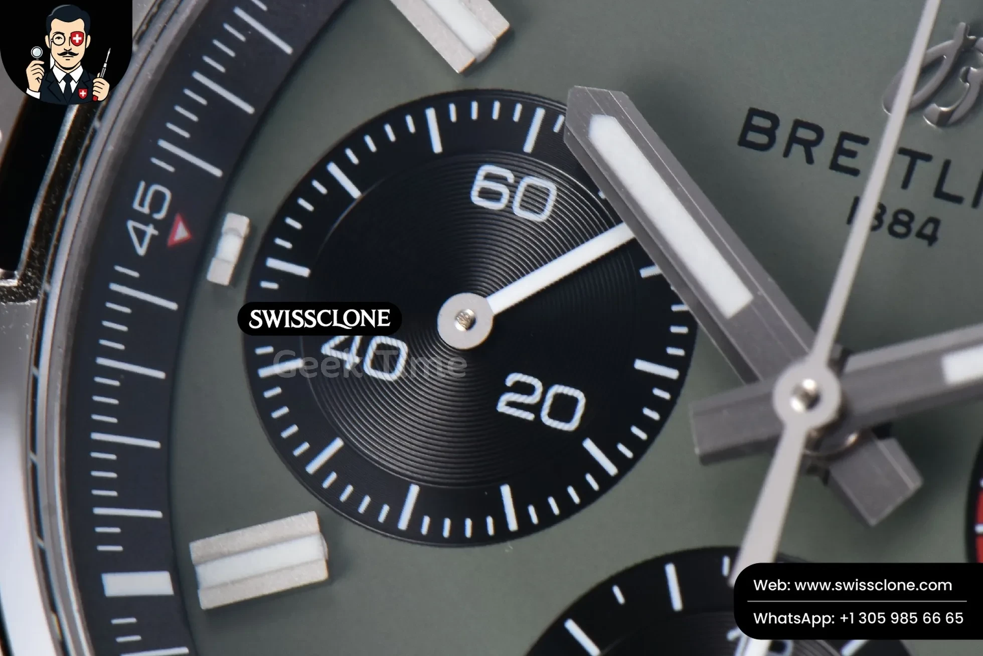 Breitling Avenger Chronograph 44mm BLSF Green/Black Dial Green Nylon 1:1 Super Clone - Caseback & Cloned Calibre Movement