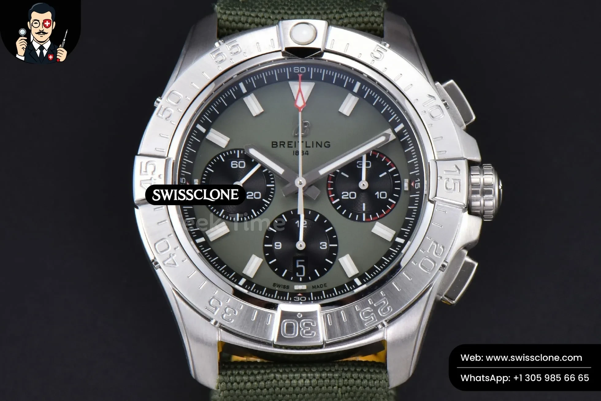 Breitling Avenger Chronograph 44mm BLSF Green/Black Dial Green Nylon