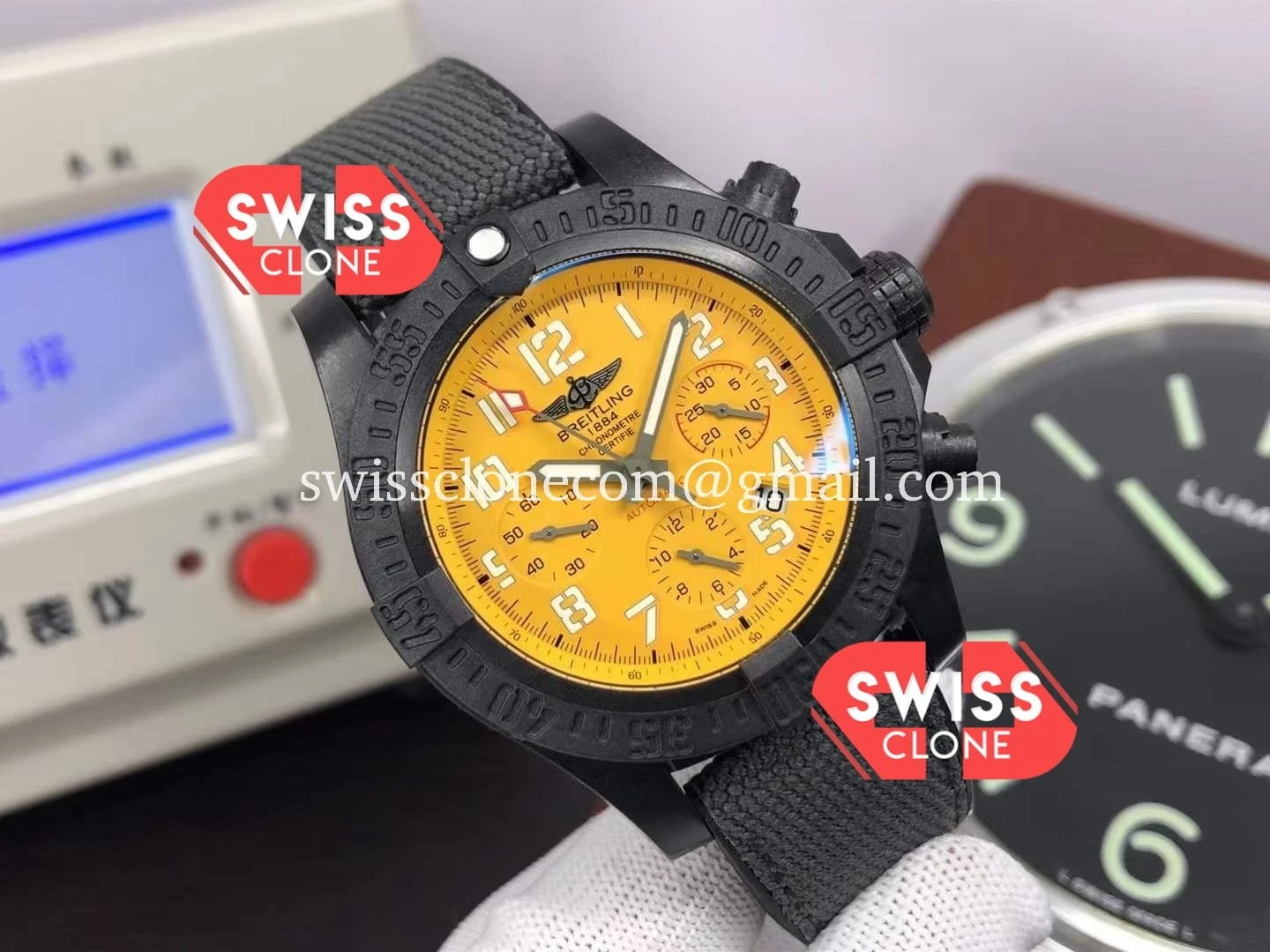 Breitling Avenger Hurricane Chronograph Cobra Yellow 1:1 Super Clone - Dial Macro Close-Up