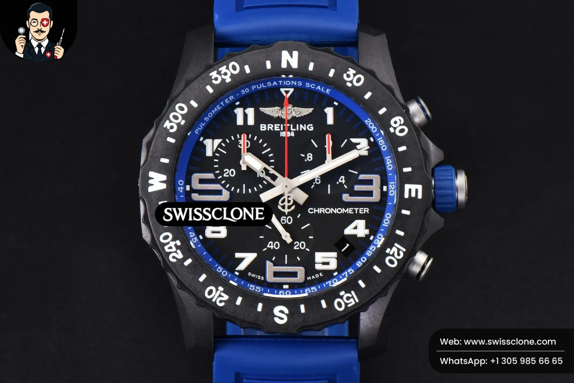 Breitling Endurance Pro 44mm OF Blue Chronometer Dial Blue Rubber Quartz