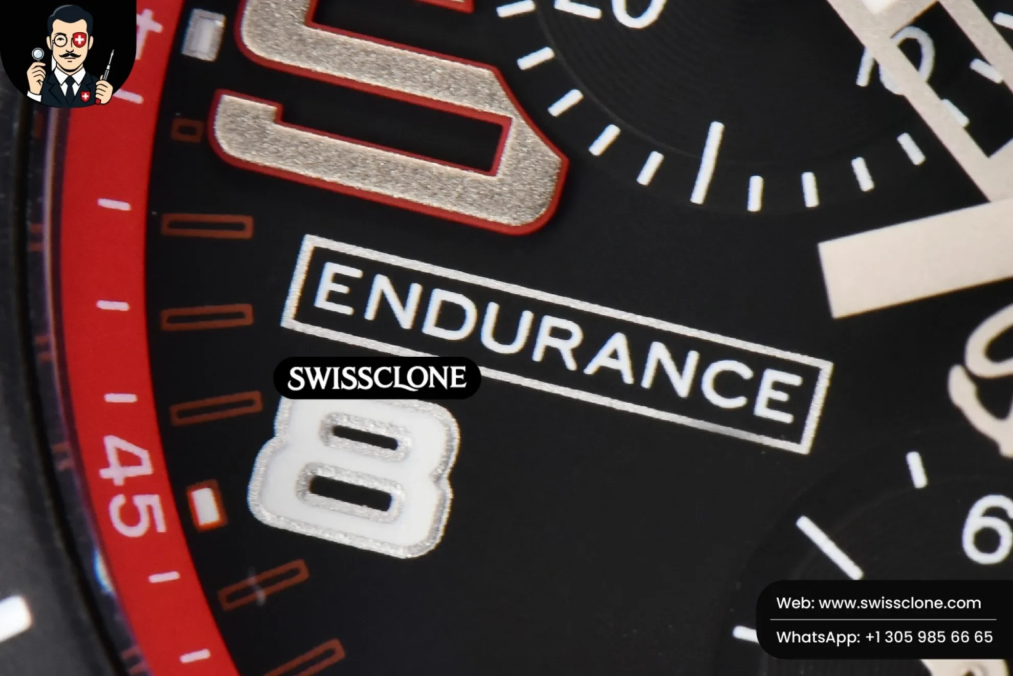 Breitling Endurance Pro 44mm OF Red Chronometer Dial Red Rubber Quartz 1:1 Super Clone - Lateral Case Thickness Profile