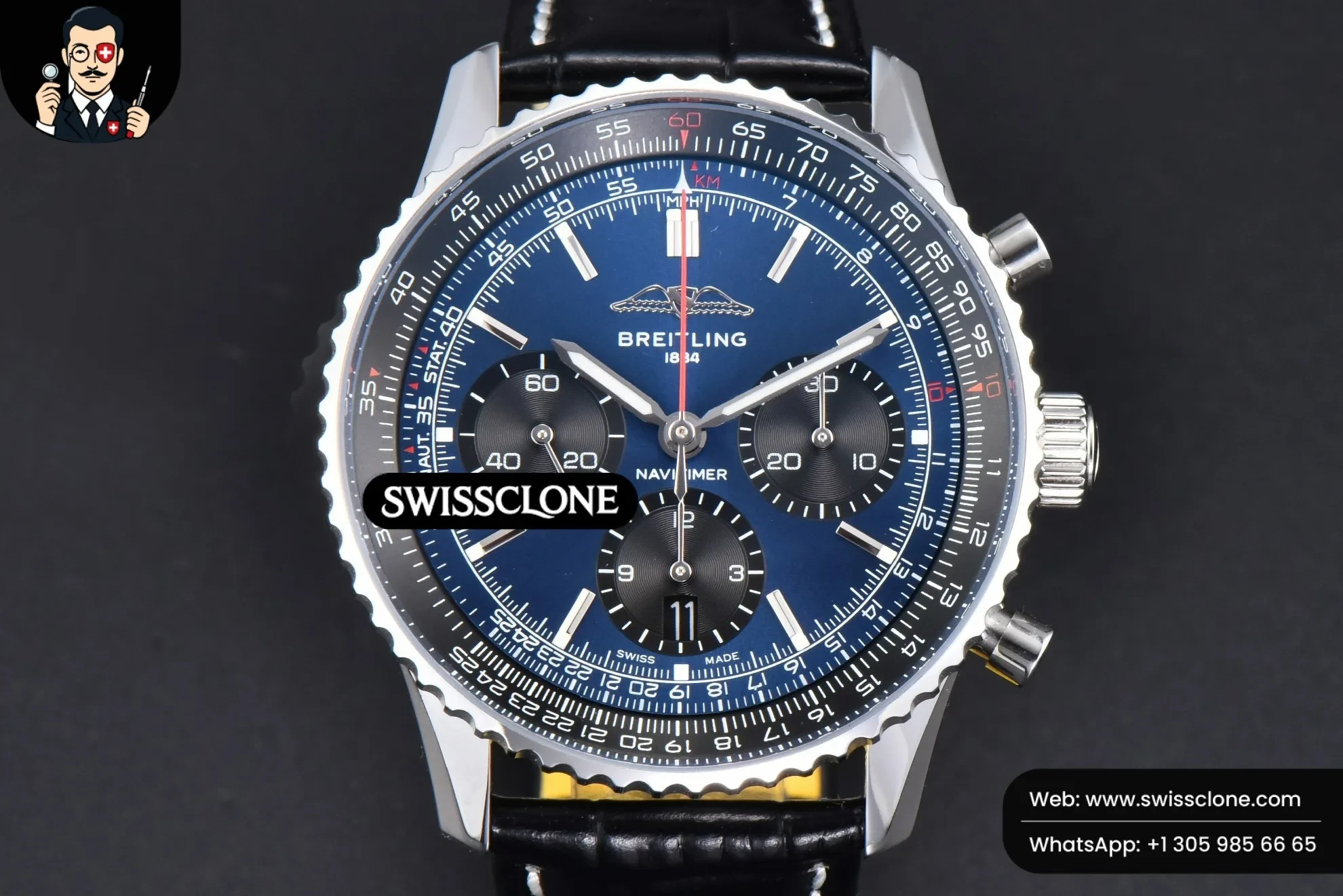 Breitling Navitimer B01 43mm BLSF Blue Dial Black Leather