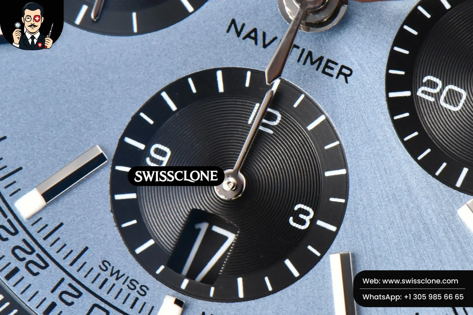 Breitling Navitimer B01 43mm BLSF Ice Blue Dial Black Subdial Black Leather - Clasp, Bracelet & Buckle Detail | 1:1 Swiss Super Clone