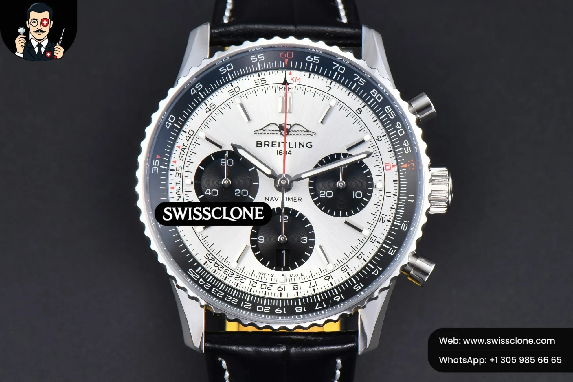 Breitling Navitimer B01 43mm BLSF Silver Dial Black Subdial Black Leather