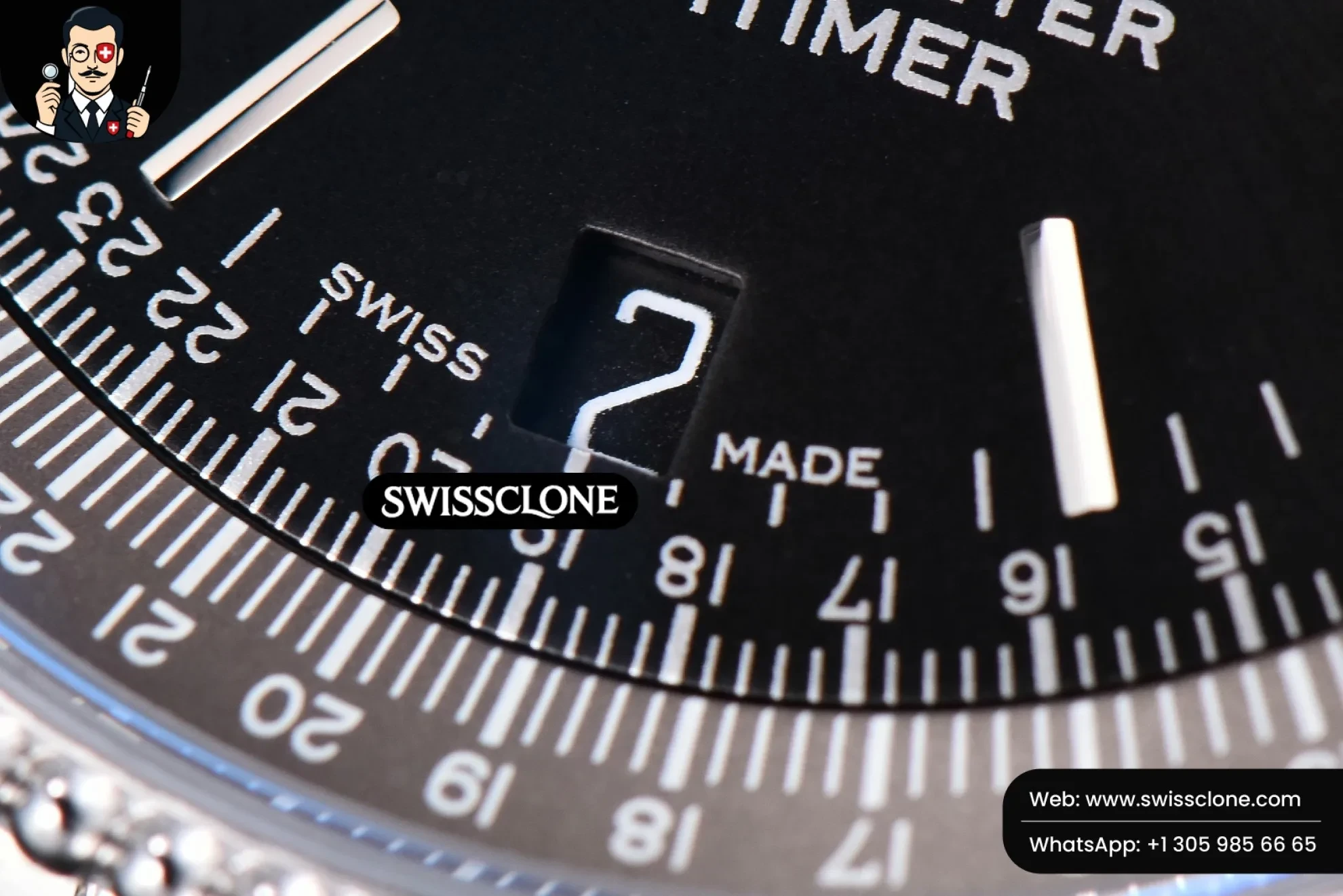 Breitling Navitimer TF 38mm Black Dial Gray Bezel Swiss Clone - View 3