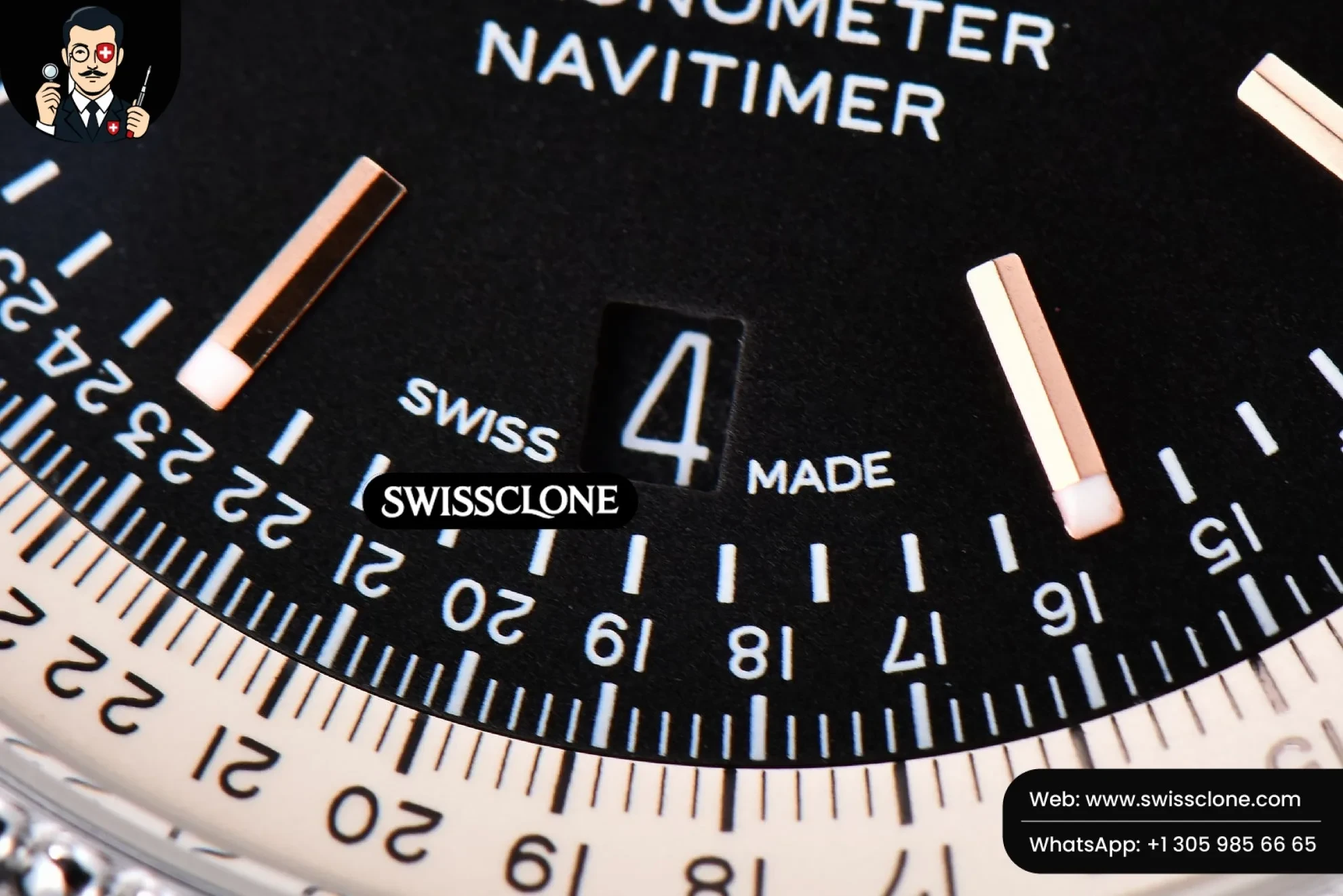 Breitling Navitimer TF 41mm Black Dial White Bezel Swiss Clone - View 3