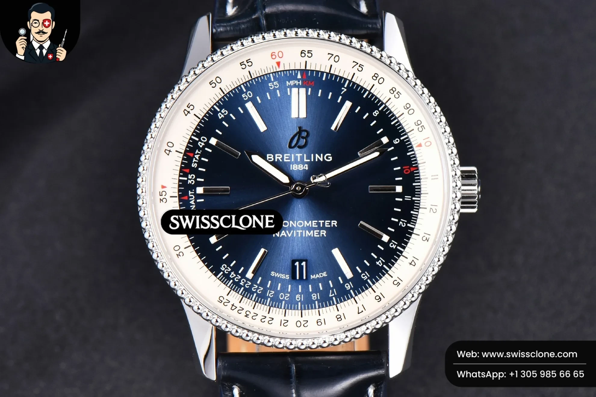 Breitling Navitimer TF 41mm Blue Dial White Bezel Blue Leather