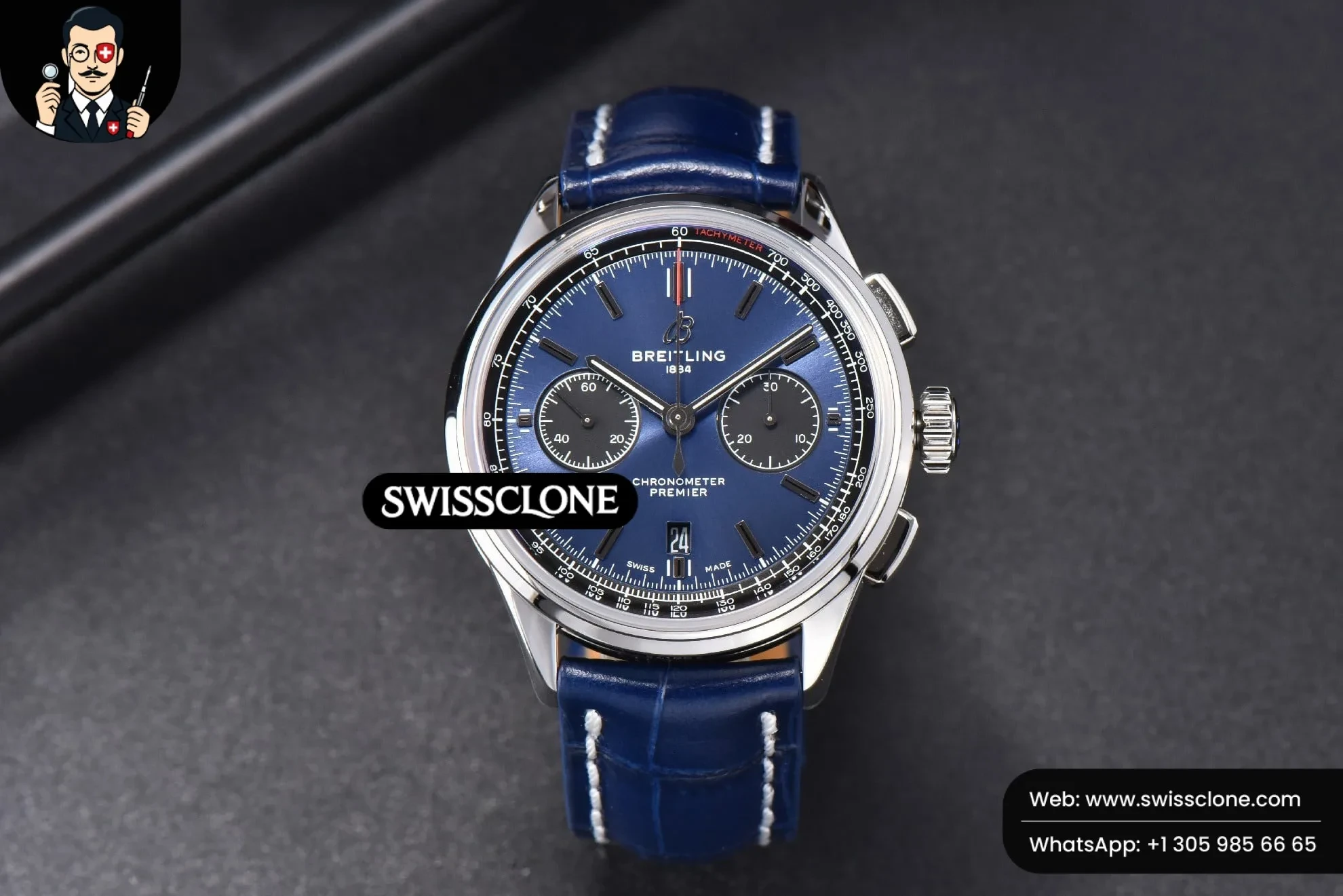 Breitling Premier B01 Chrono GF 42mm Blue Dial Blue Leather