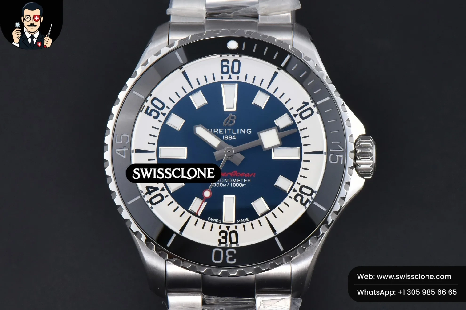 Breitling SuperOcean 44mm TF Black Bezel Blue/White Dial
