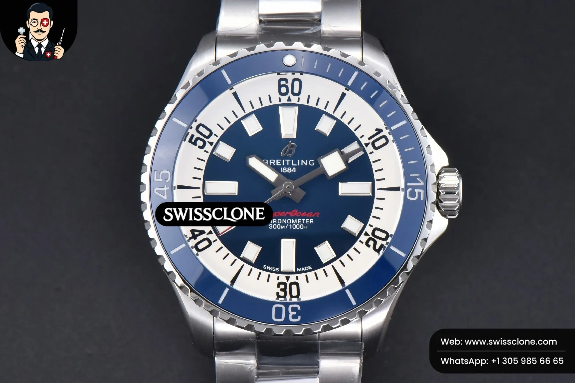 Breitling SuperOcean 44mm TF Blue Bezel Blue/White Dial