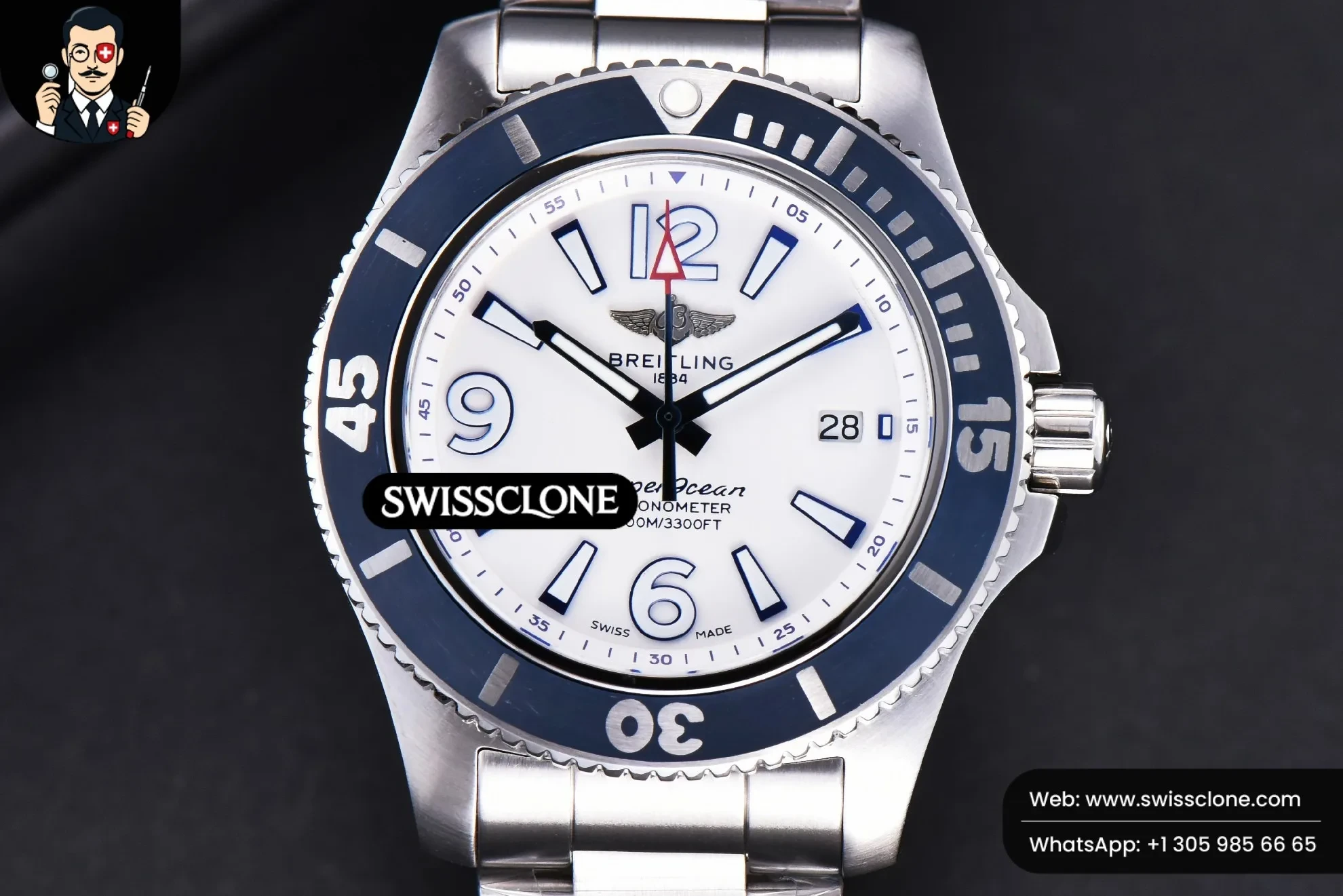 Superocean Automatic TF 44mm White Dial Blue Bezel